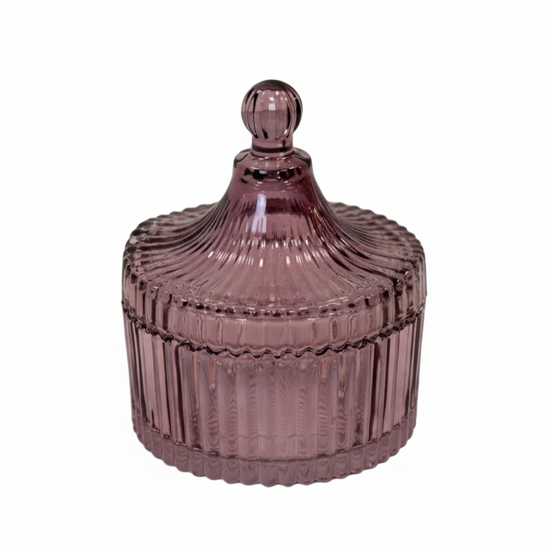 Vintage Amethyst Glass Trinket Pot