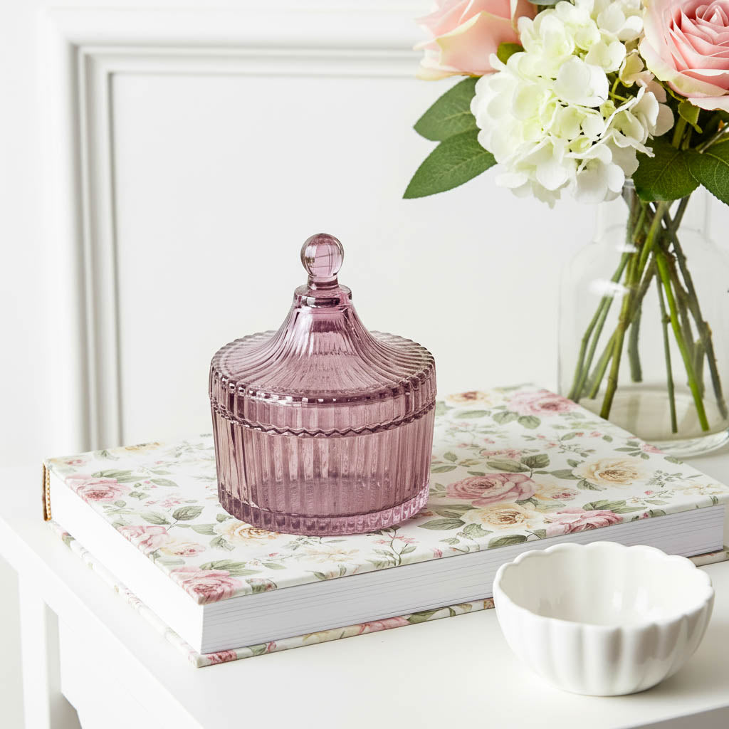 Vintage Amethyst Glass Trinket Pot