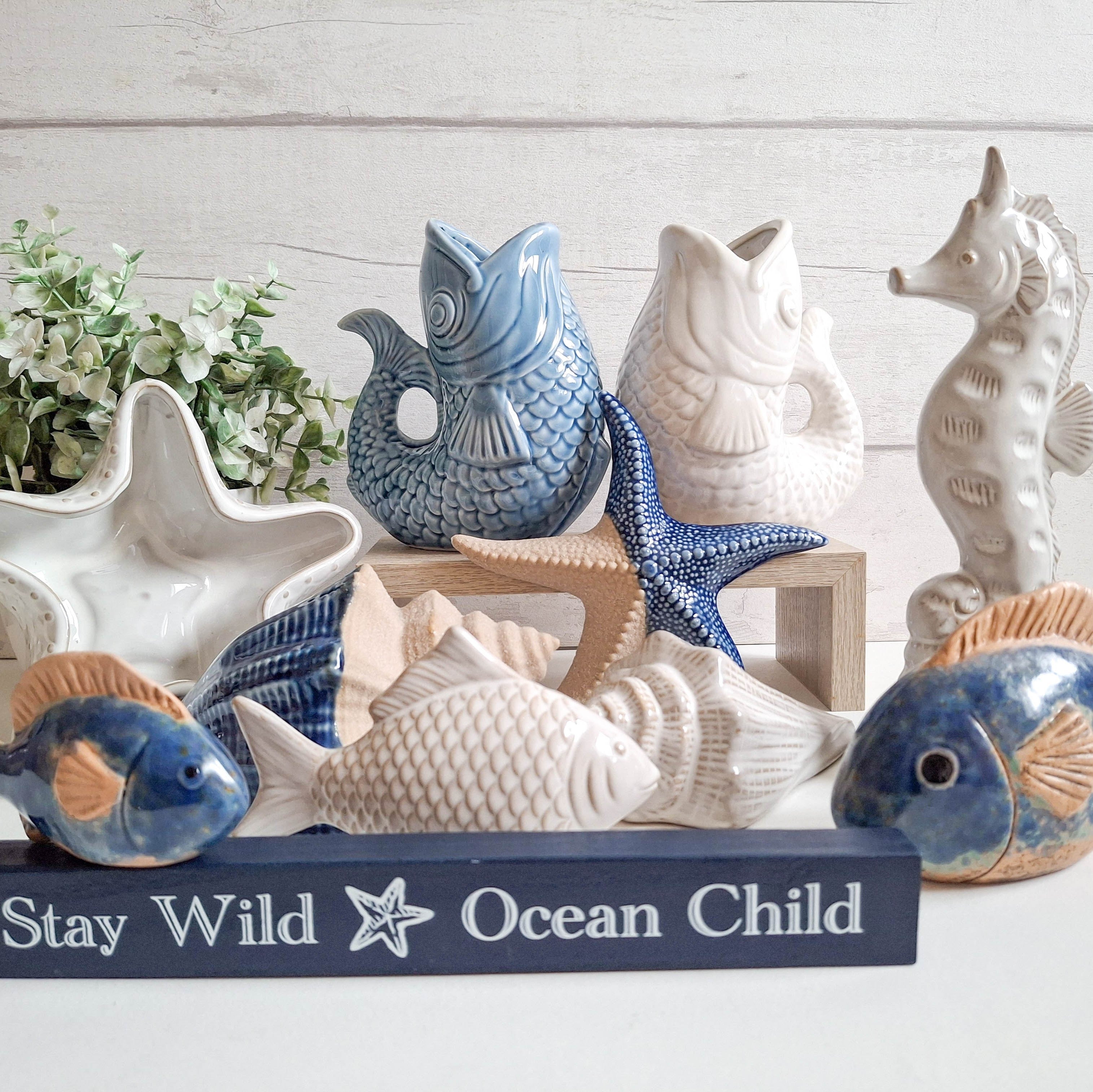 White & Natural Porcelain Fish Ornament