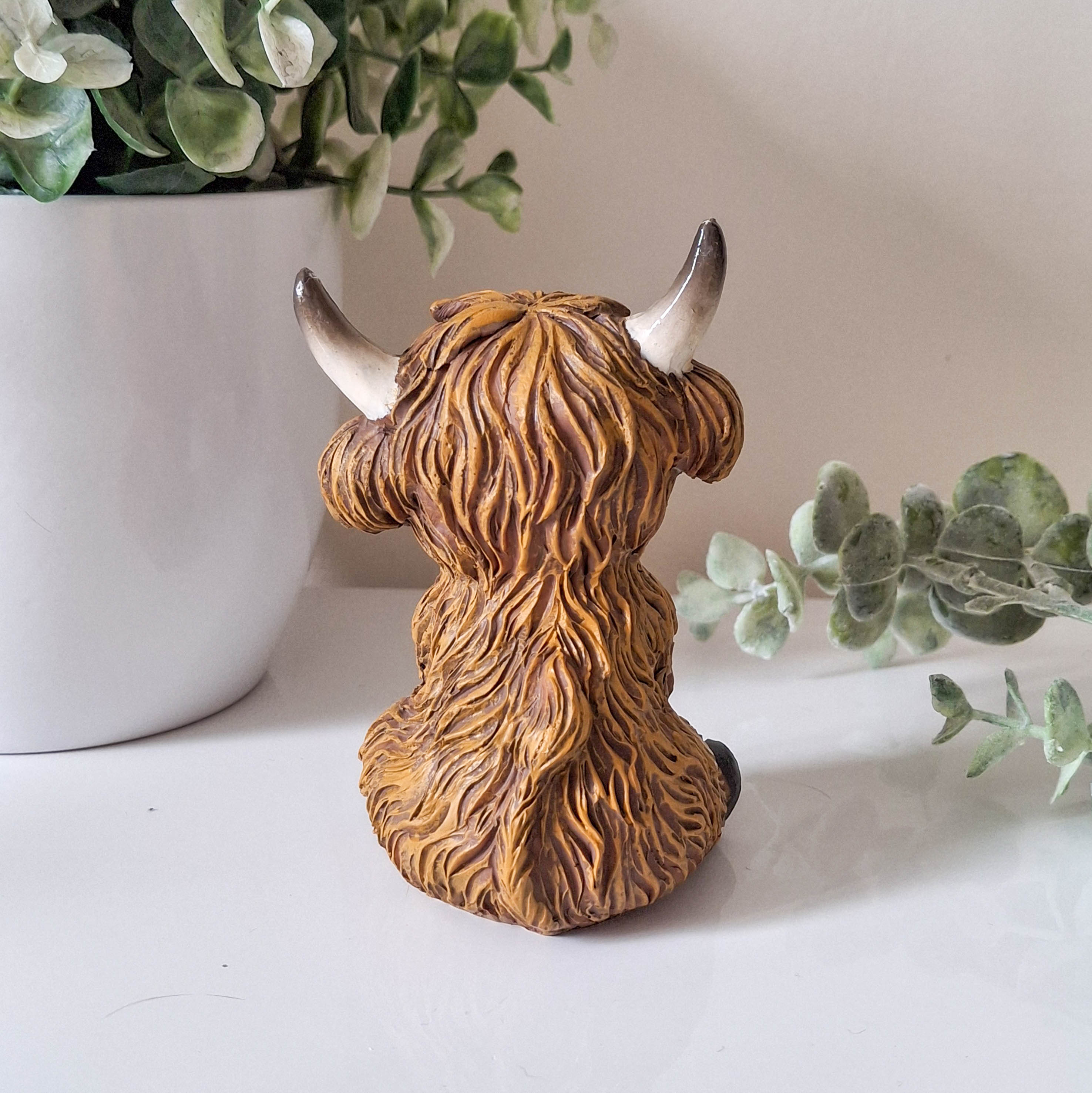 Small Happy Highland Coo Sitting