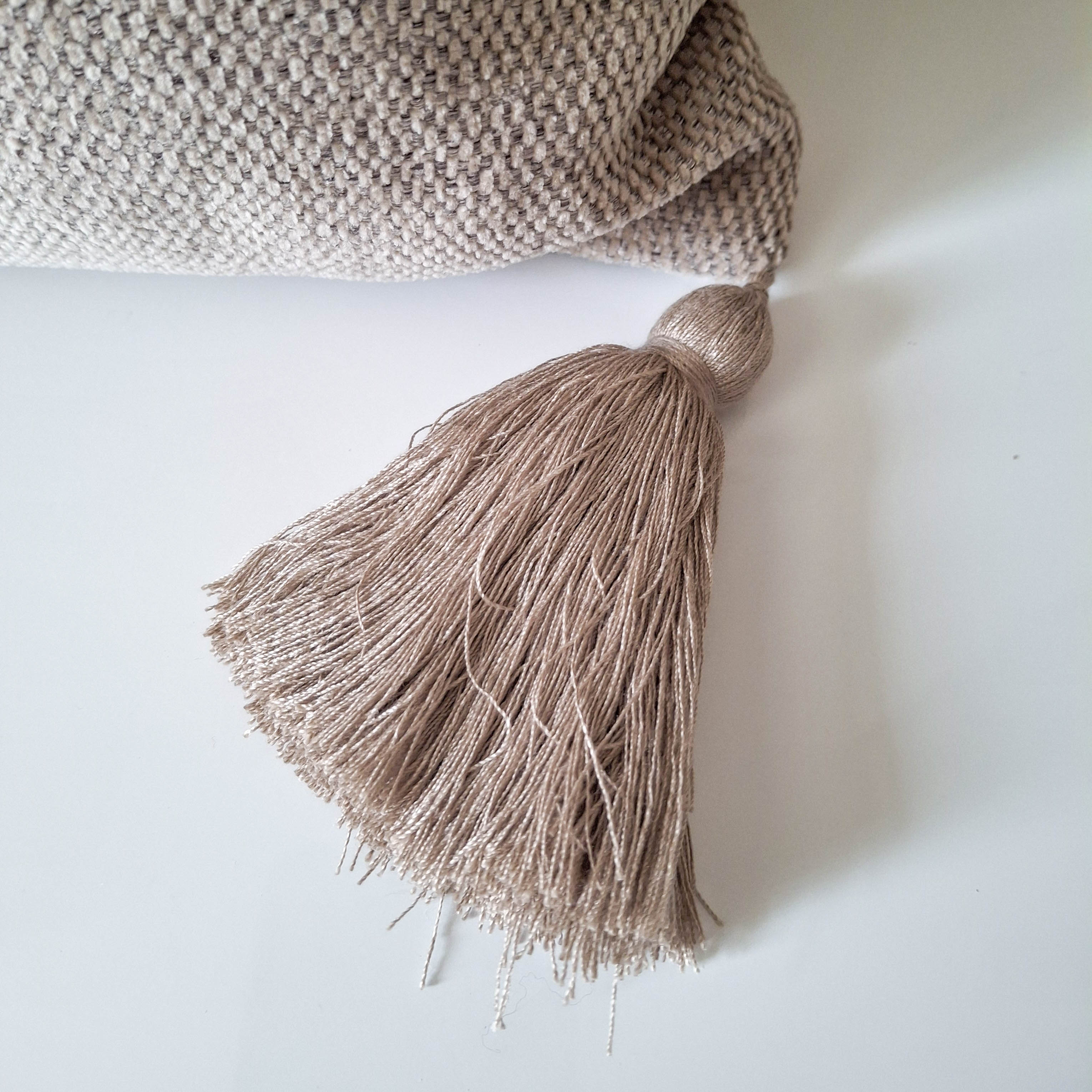 Taupe Tasselled Rectangular Cushion