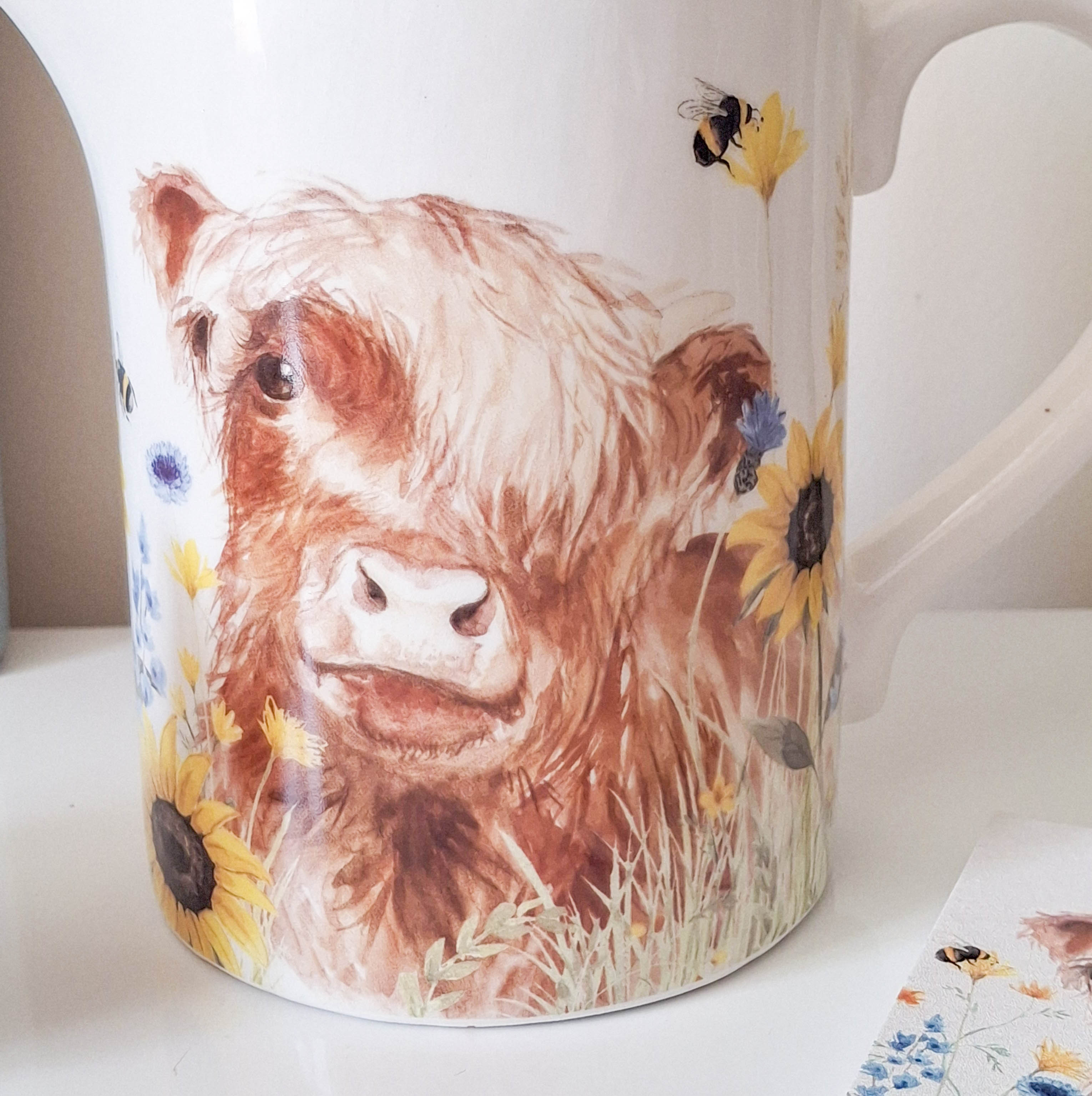 Floral Highland Cow Jug