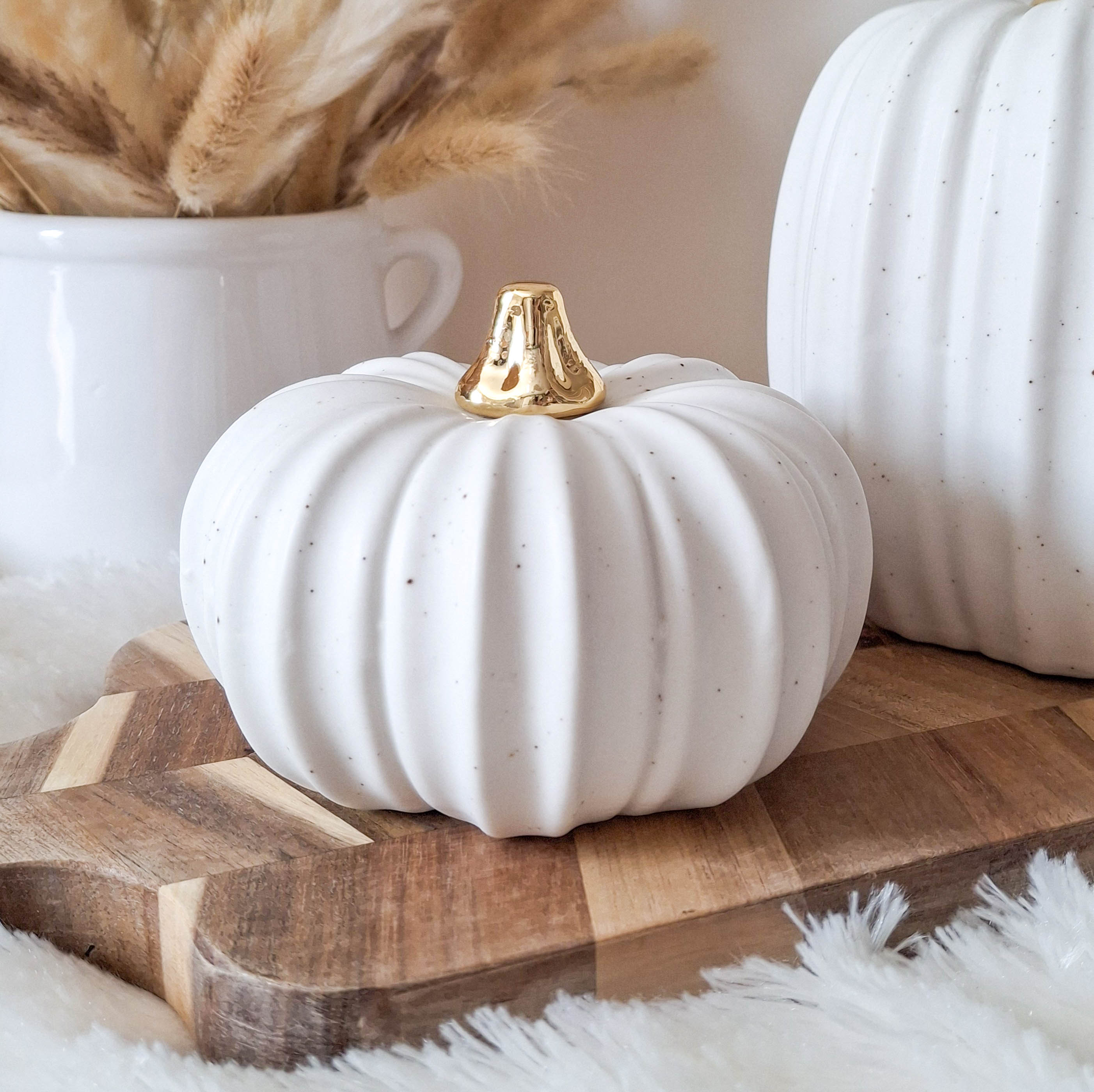 White Ceramic Pumpkin Ornament