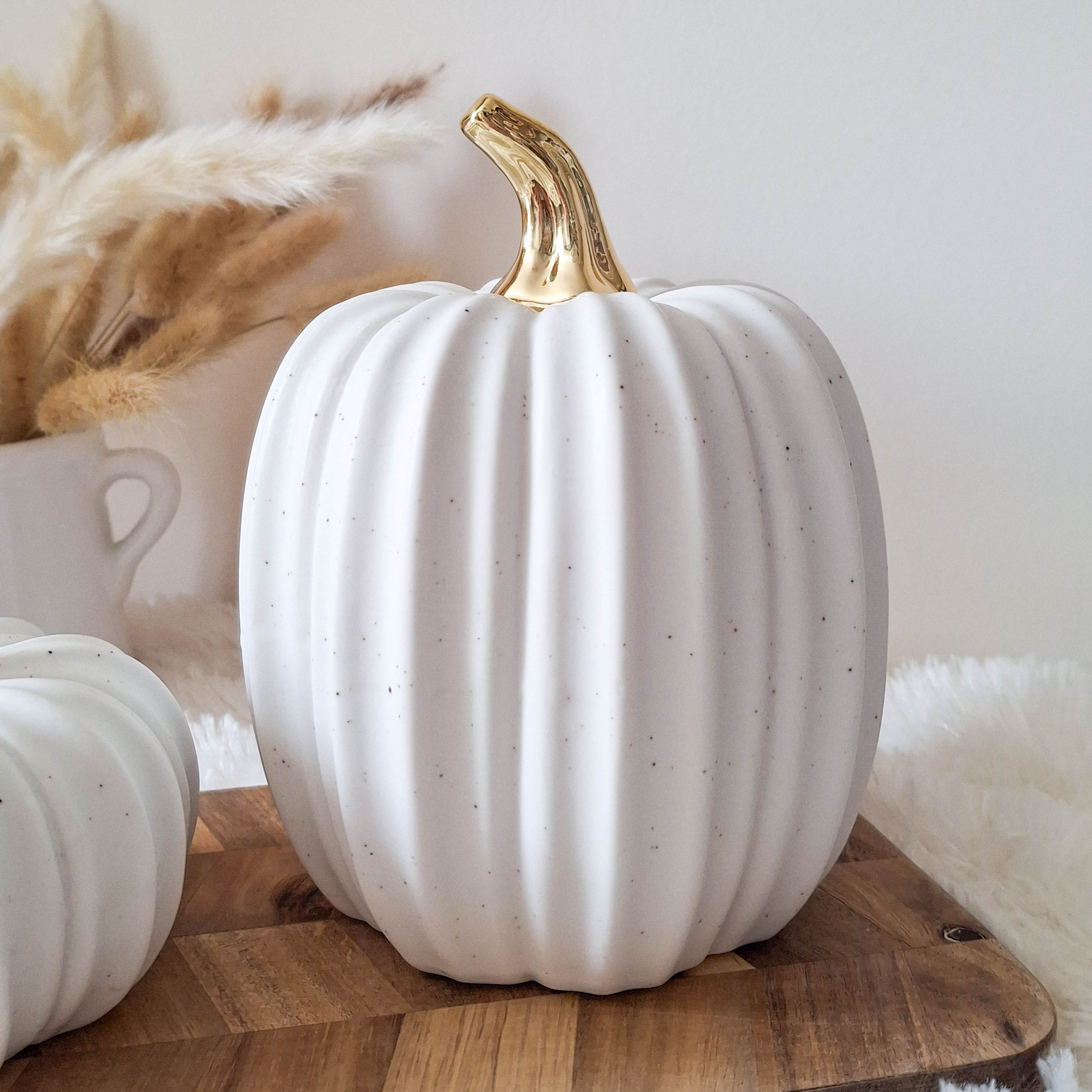 White Ceramic Pumpkin Ornament