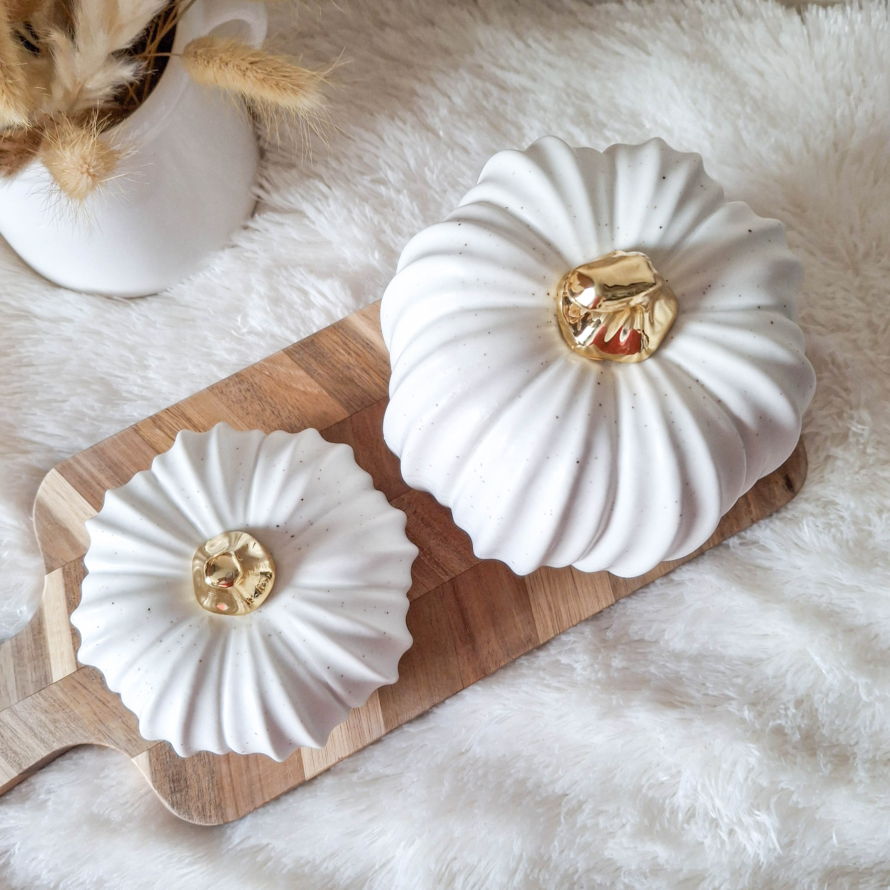 White Ceramic Pumpkin Ornament