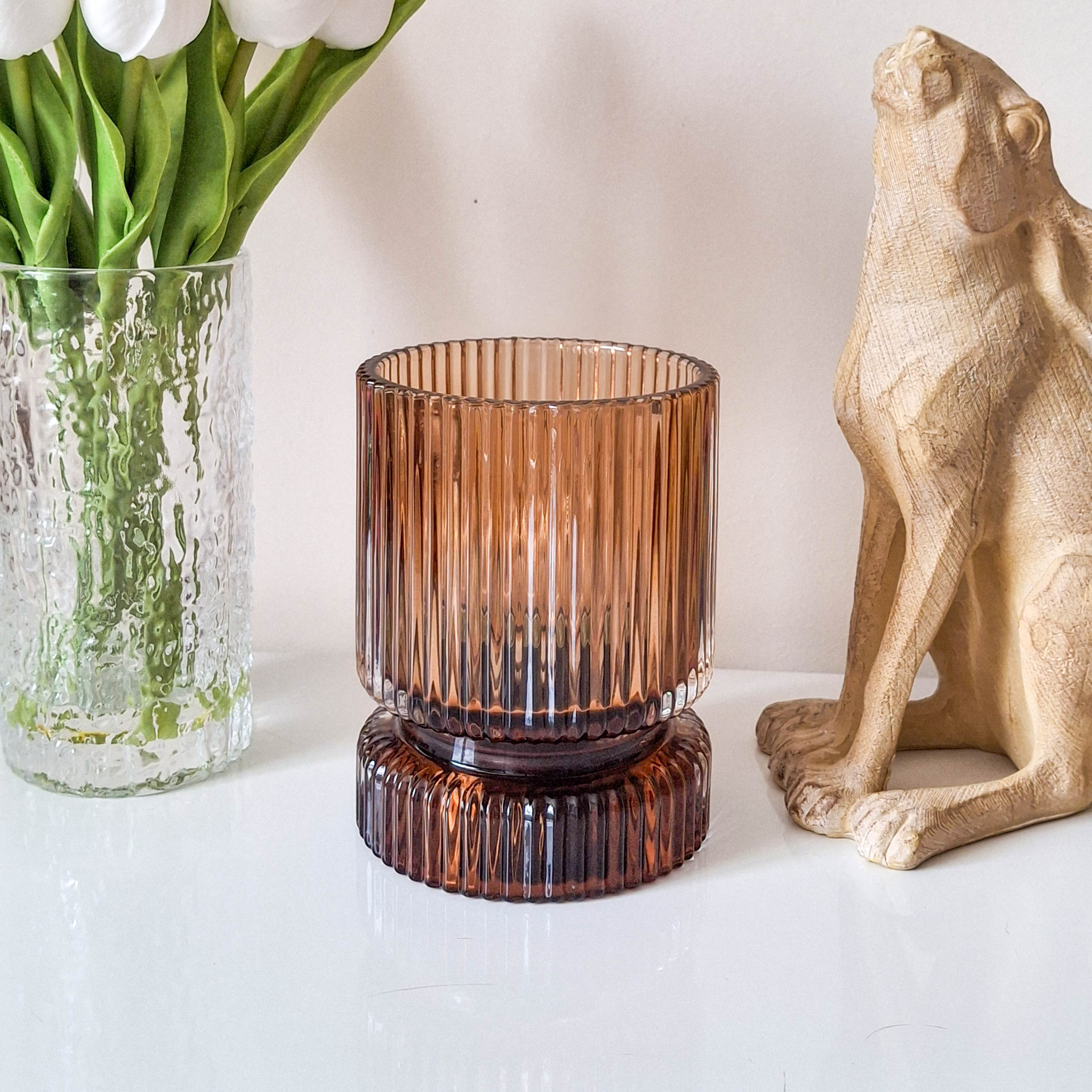 Bronze Ridge Glass LED Lamp