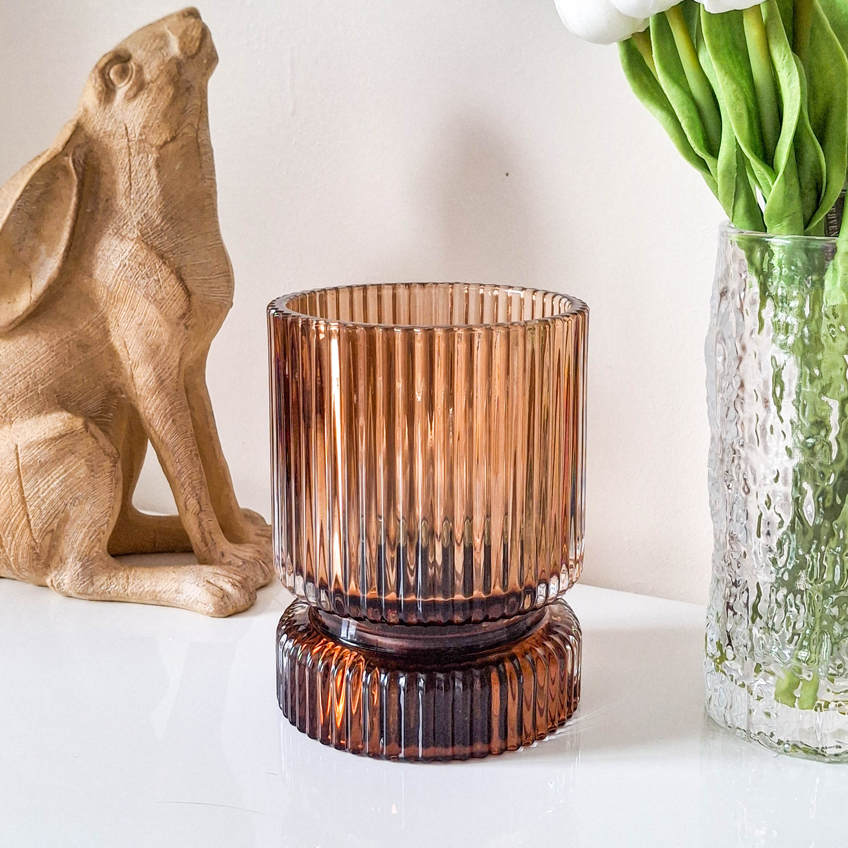 Bronze Ridge Glass LED Lamp