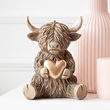 BACK APR Heart of Gold Happy Highland Cow Figurine