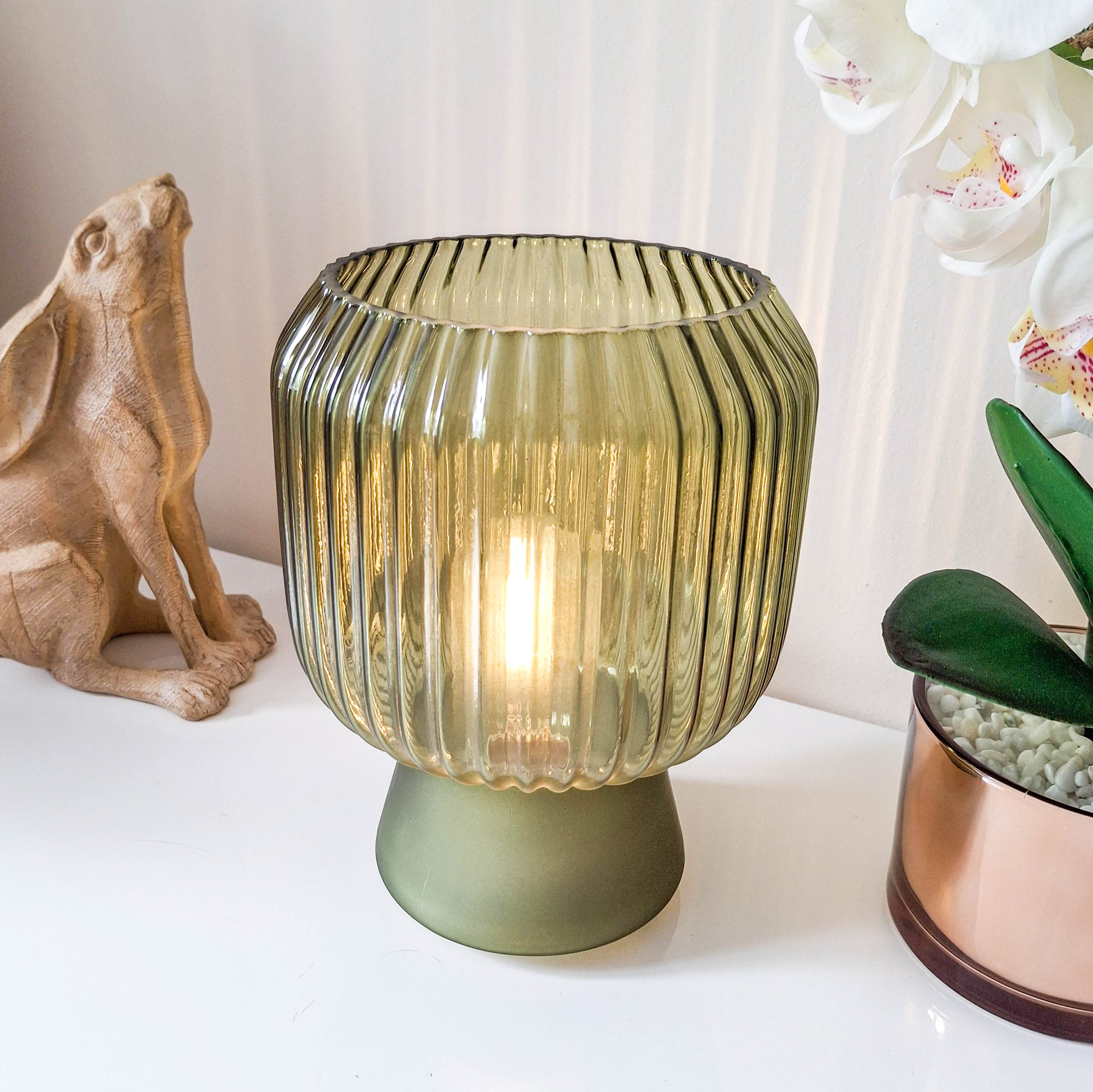 Green LED Ripple Glass Lamp