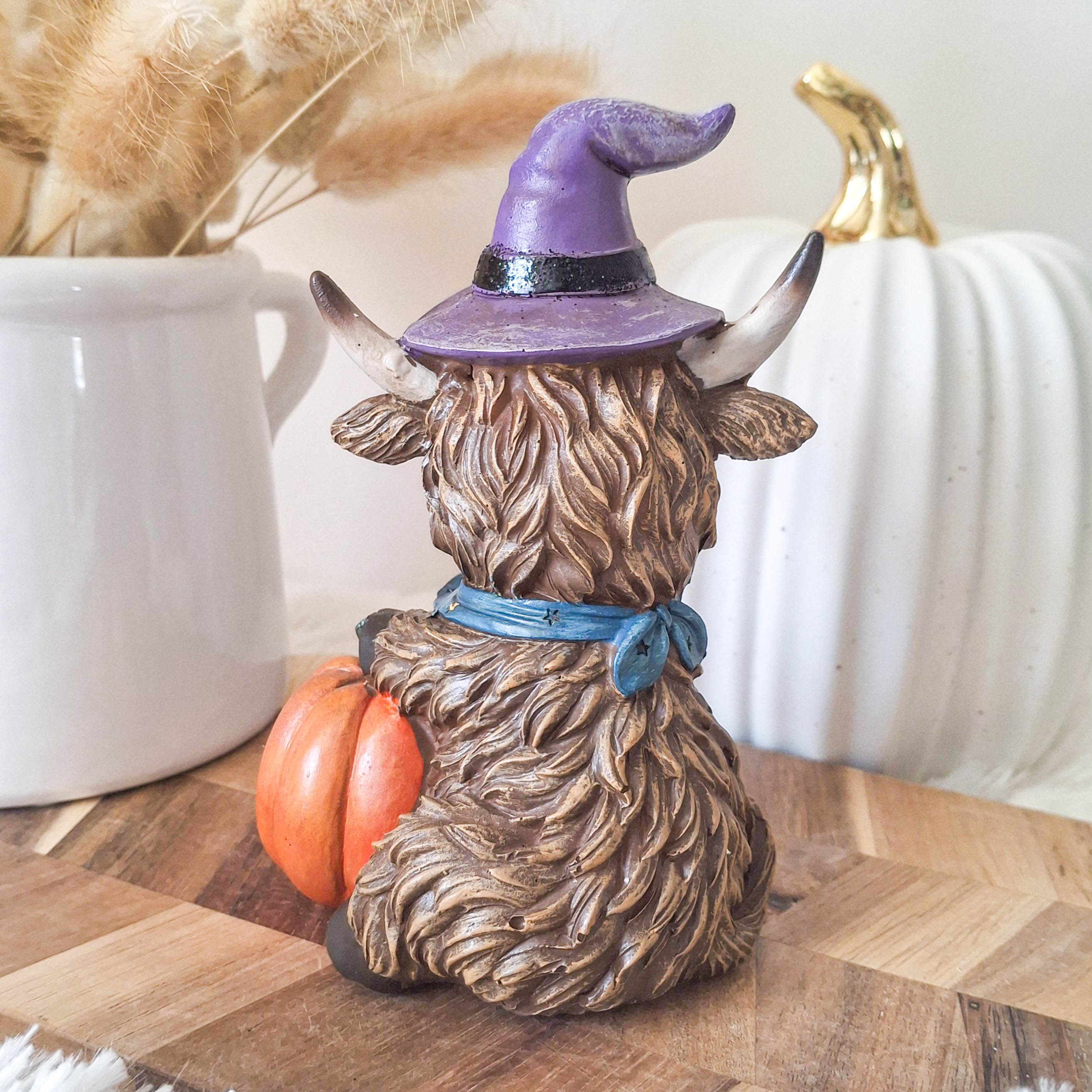 Halloween Highland Cow with Pumpkin