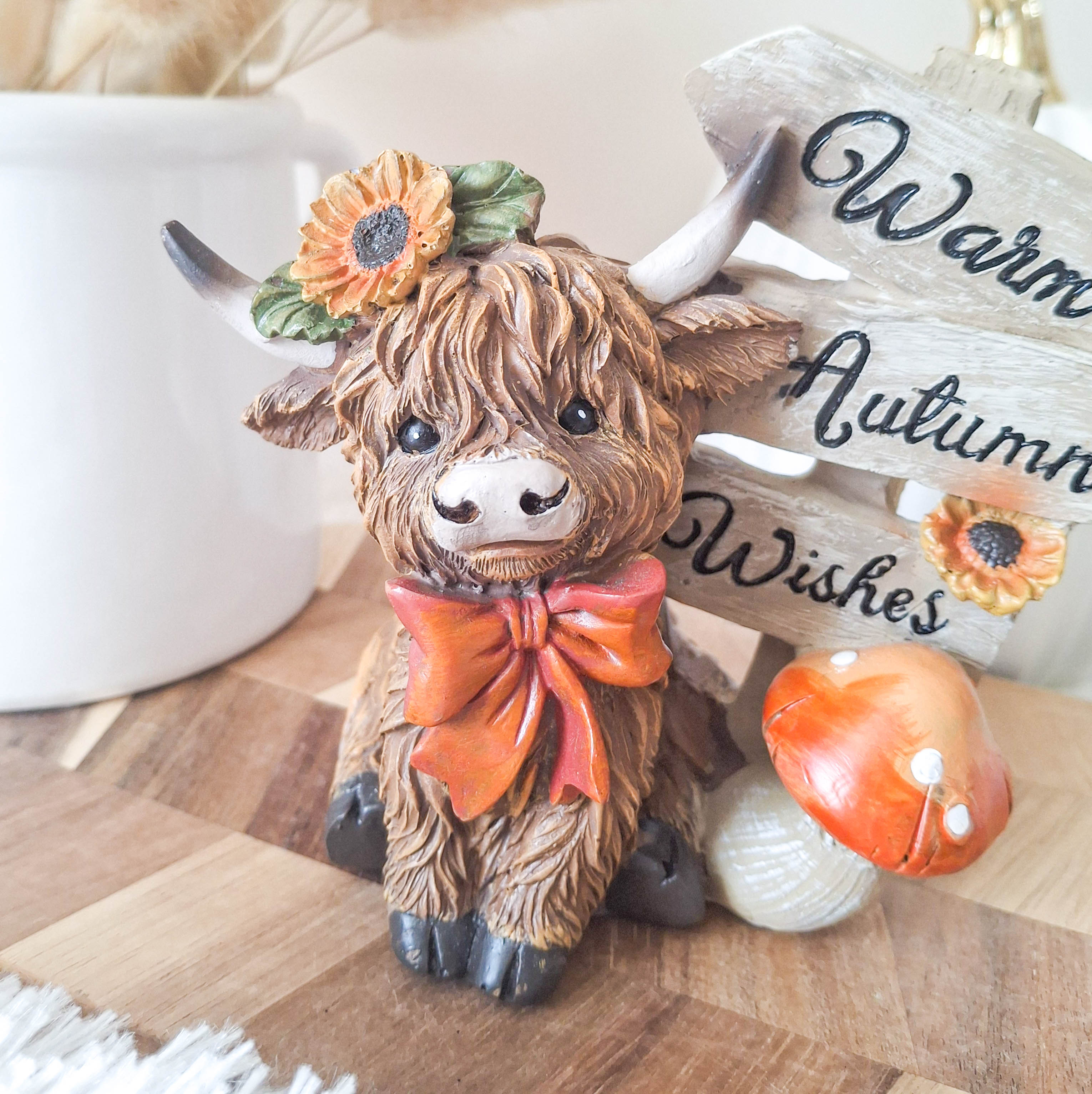 Warm Autumn Wishes Highland Cow Ornament