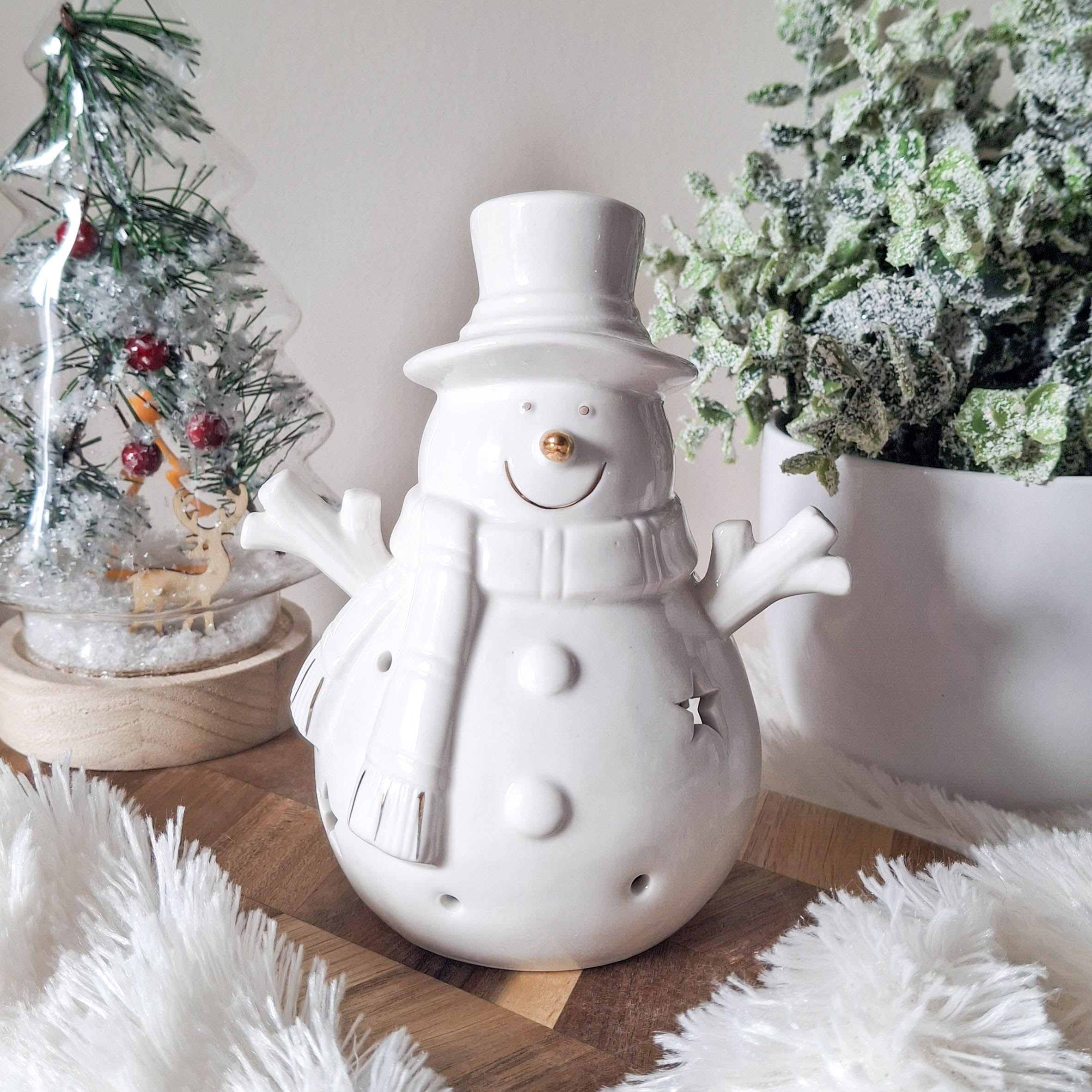 Frosty Snowman White LED Ornament