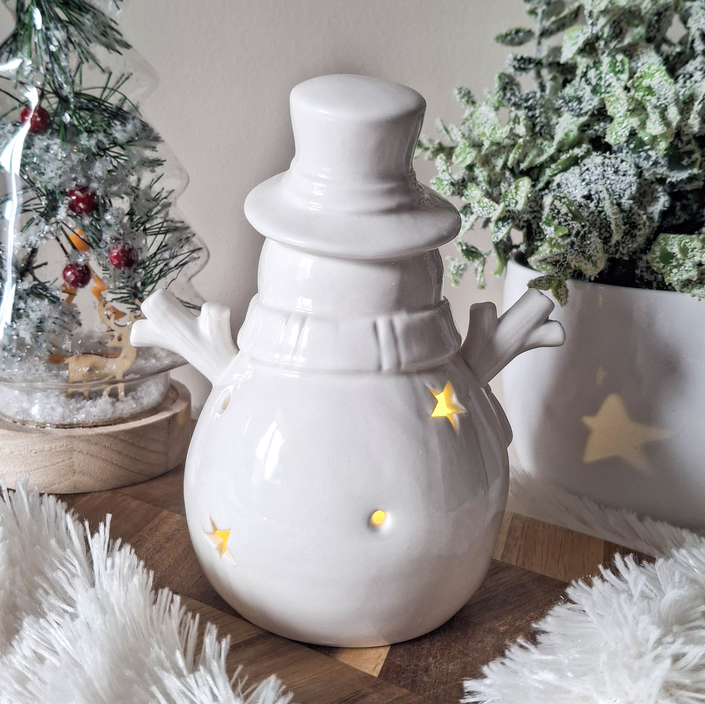 Frosty Snowman White LED Ornament