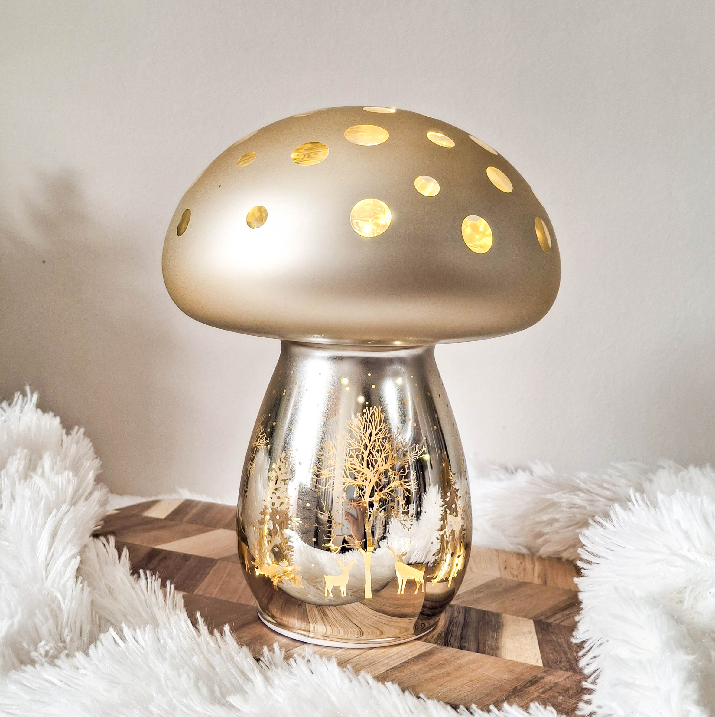 Champagne Gold LED Christmas Mushroom
