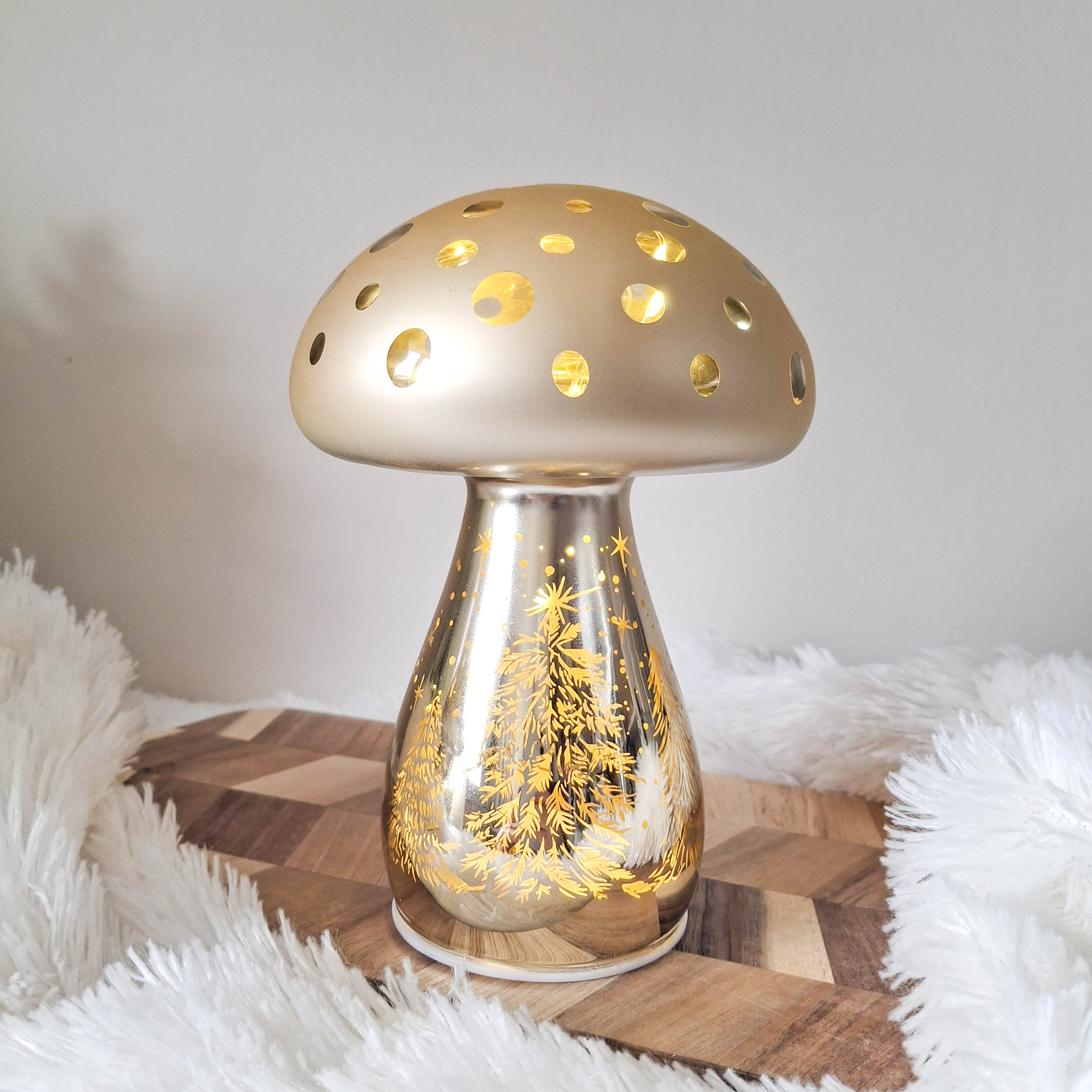 Champagne Gold LED Christmas Mushroom