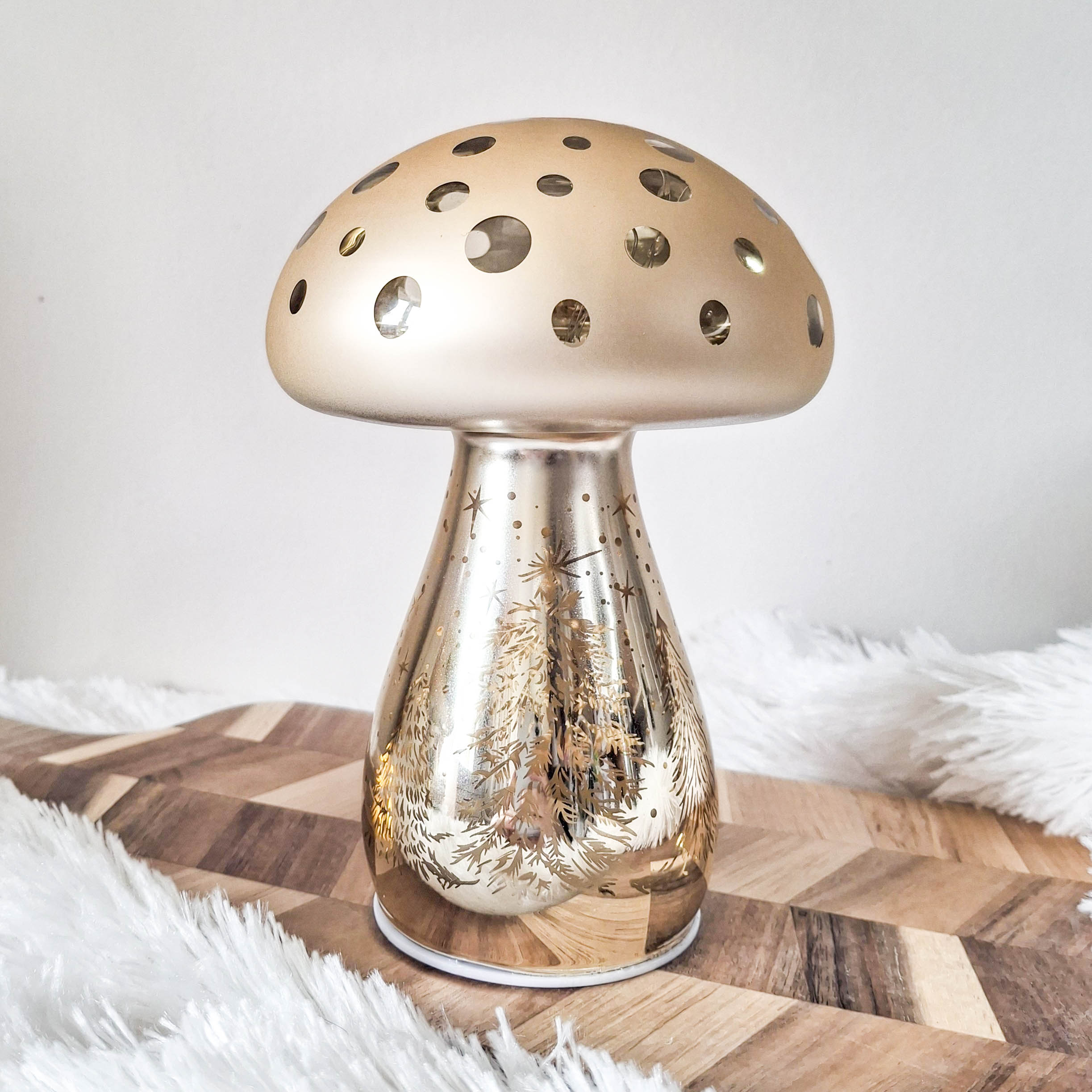 Champagne Gold LED Christmas Mushroom
