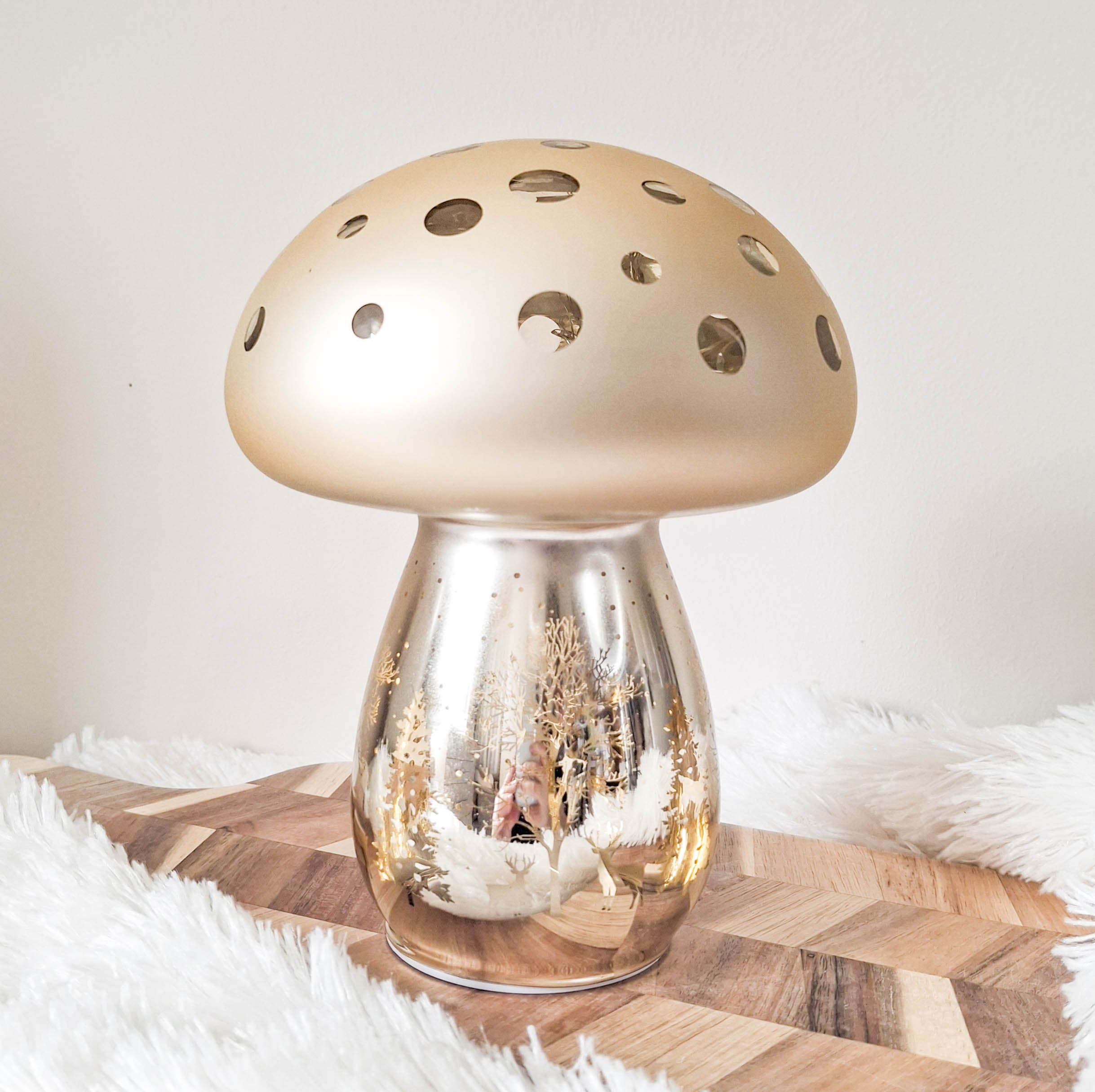 Champagne Gold LED Christmas Mushroom