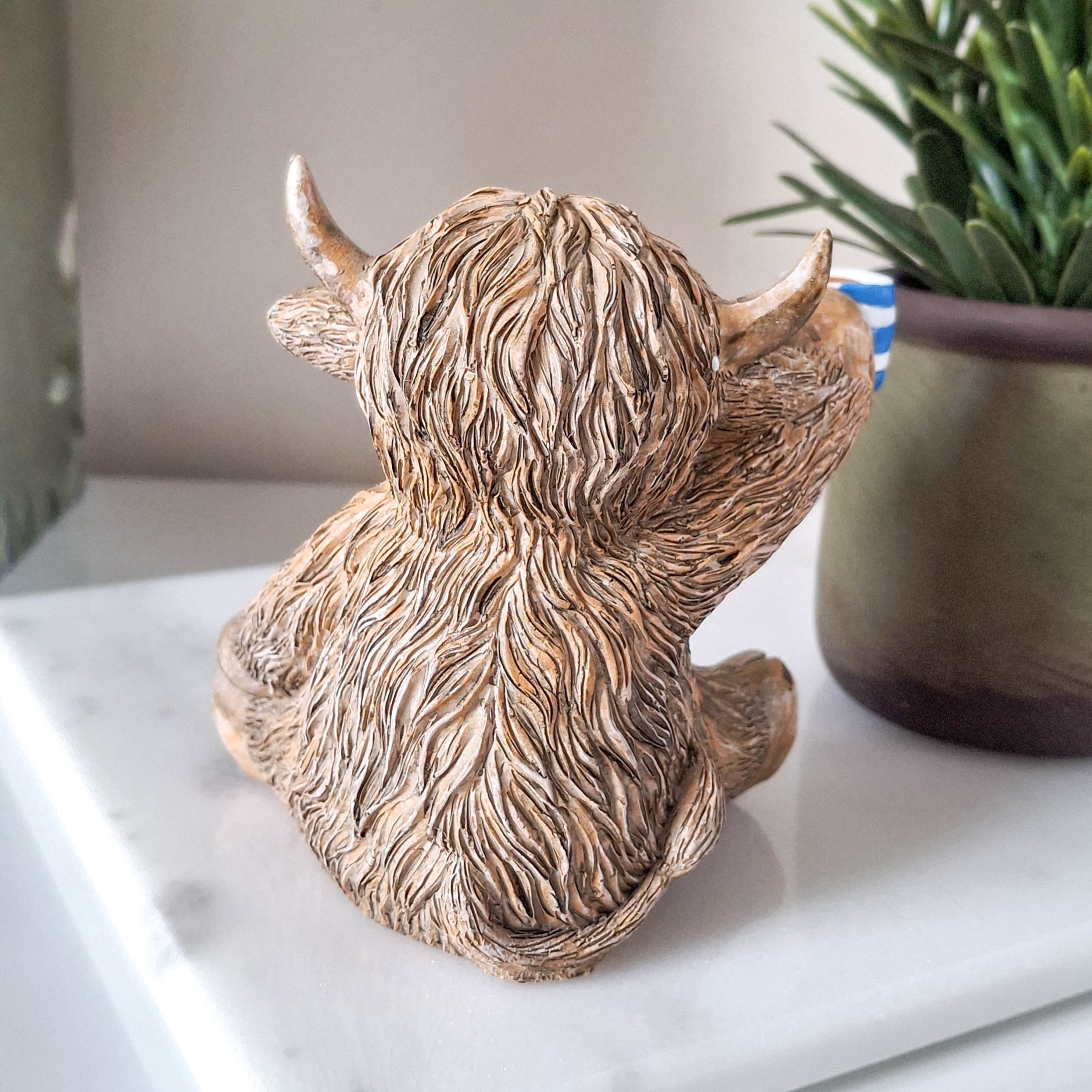 Time For A Cuppa Happy Highland Cow Figurine