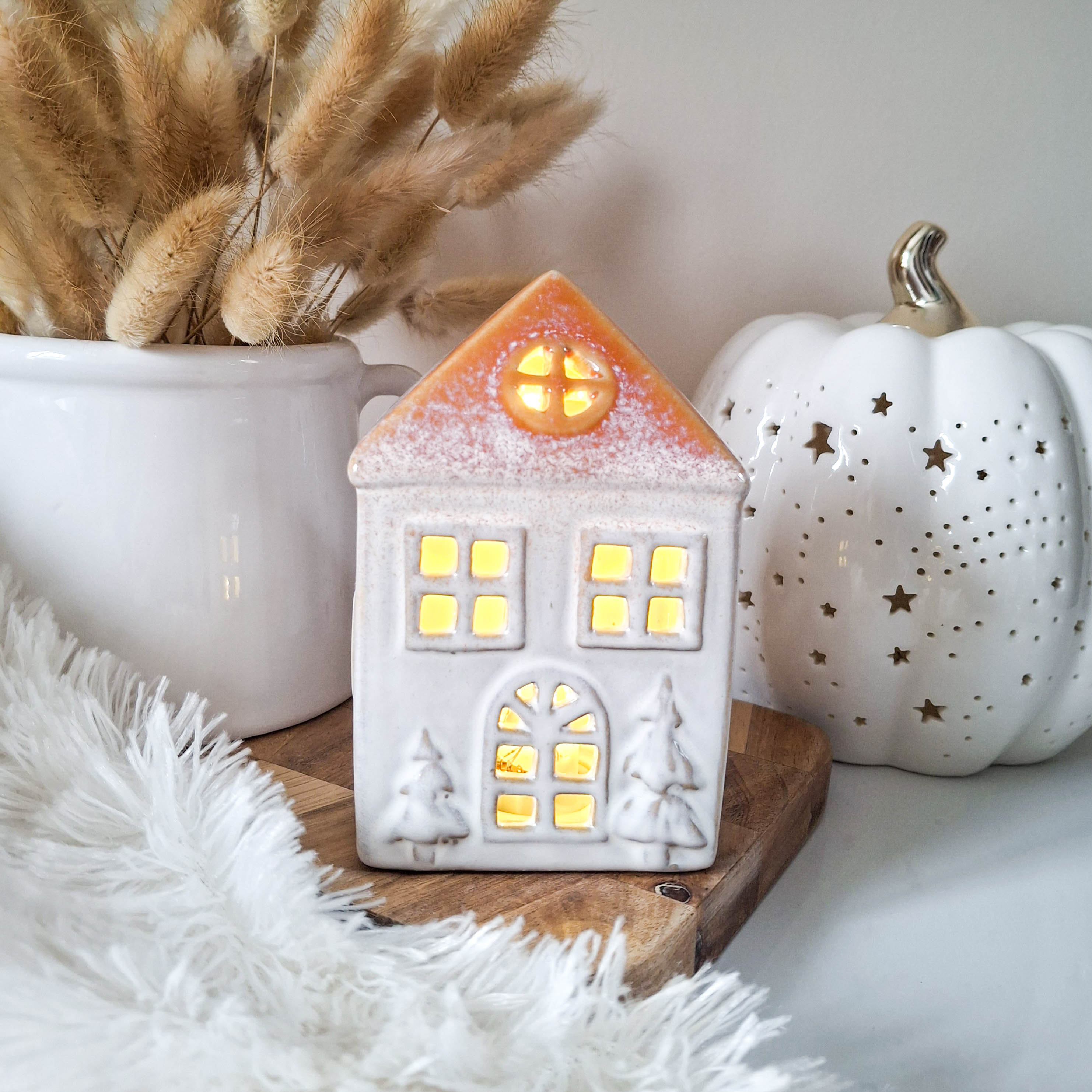 Orange Roof Ceramic LED House