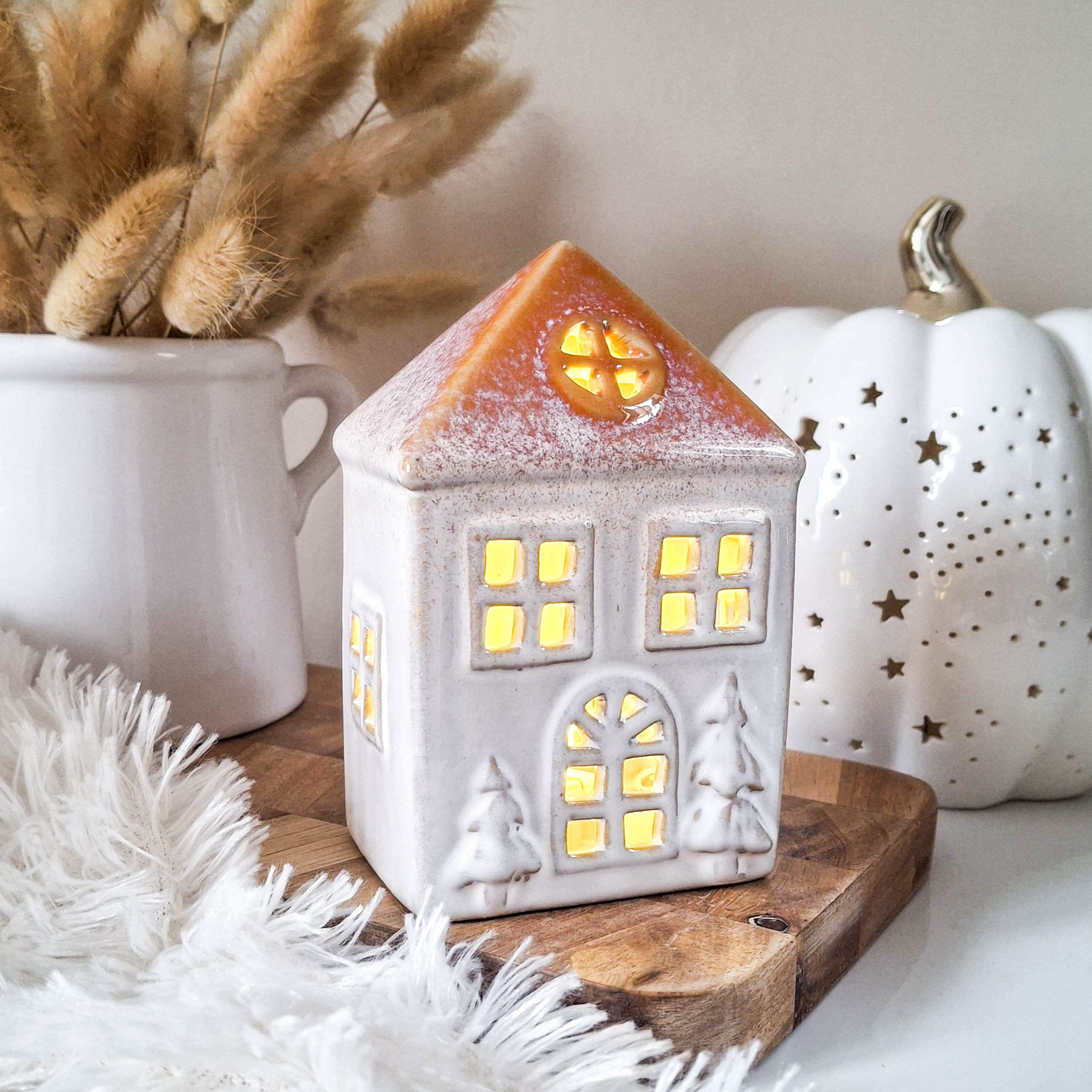 Orange Roof Ceramic LED House