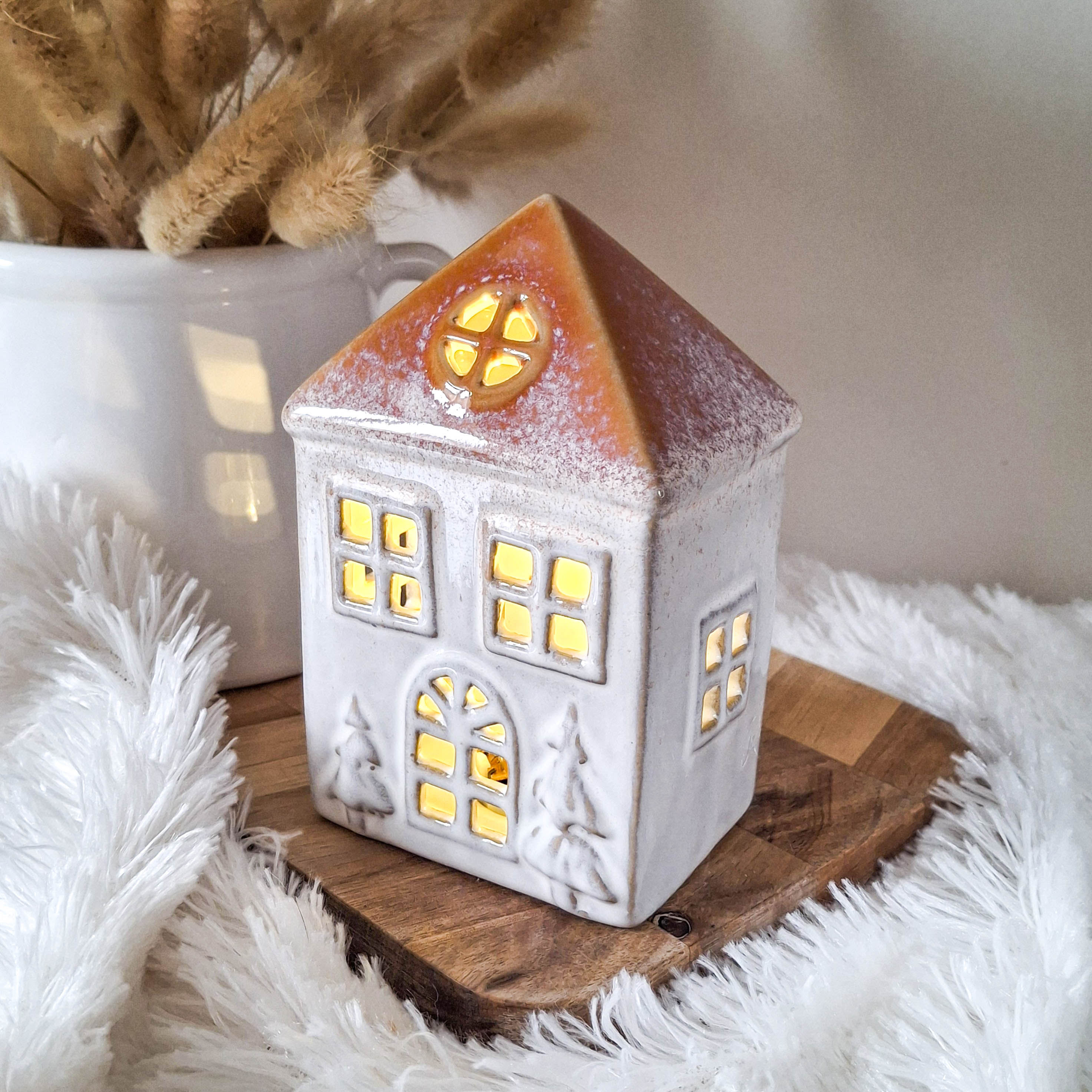 Orange Roof Ceramic LED House