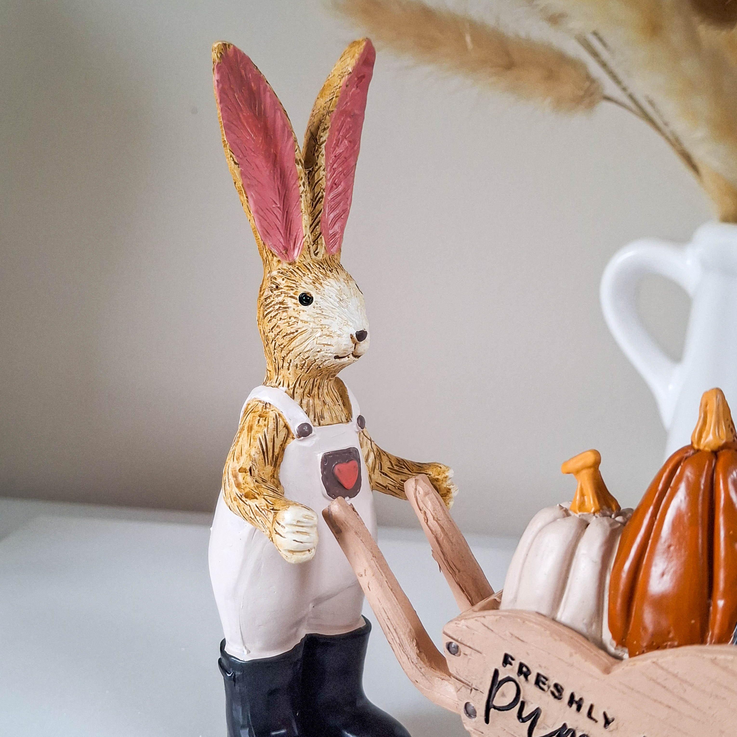 Freshly Picked Pumpkins Wheelbarrow Rabbit