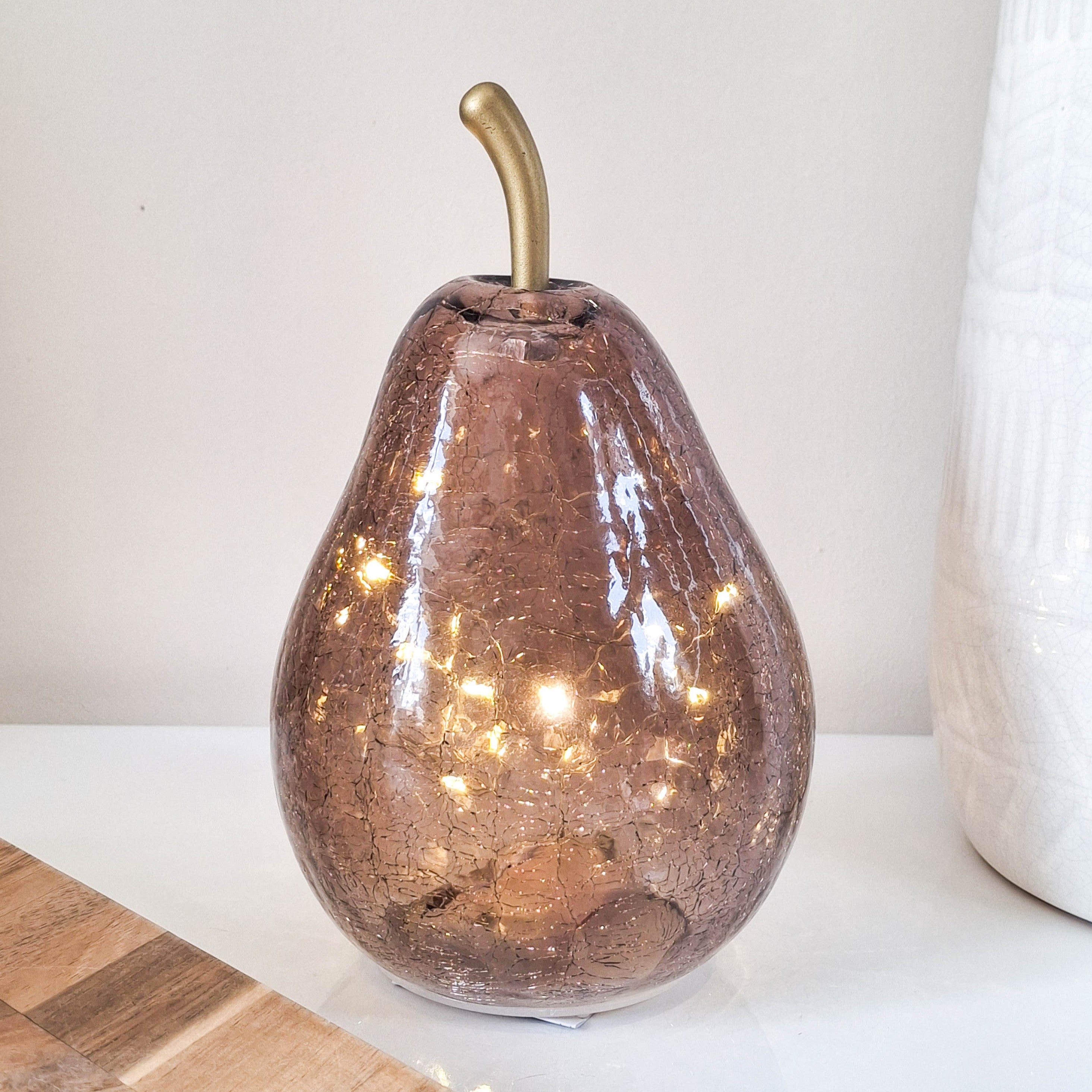 Bronze Crackled Glass LED Pear