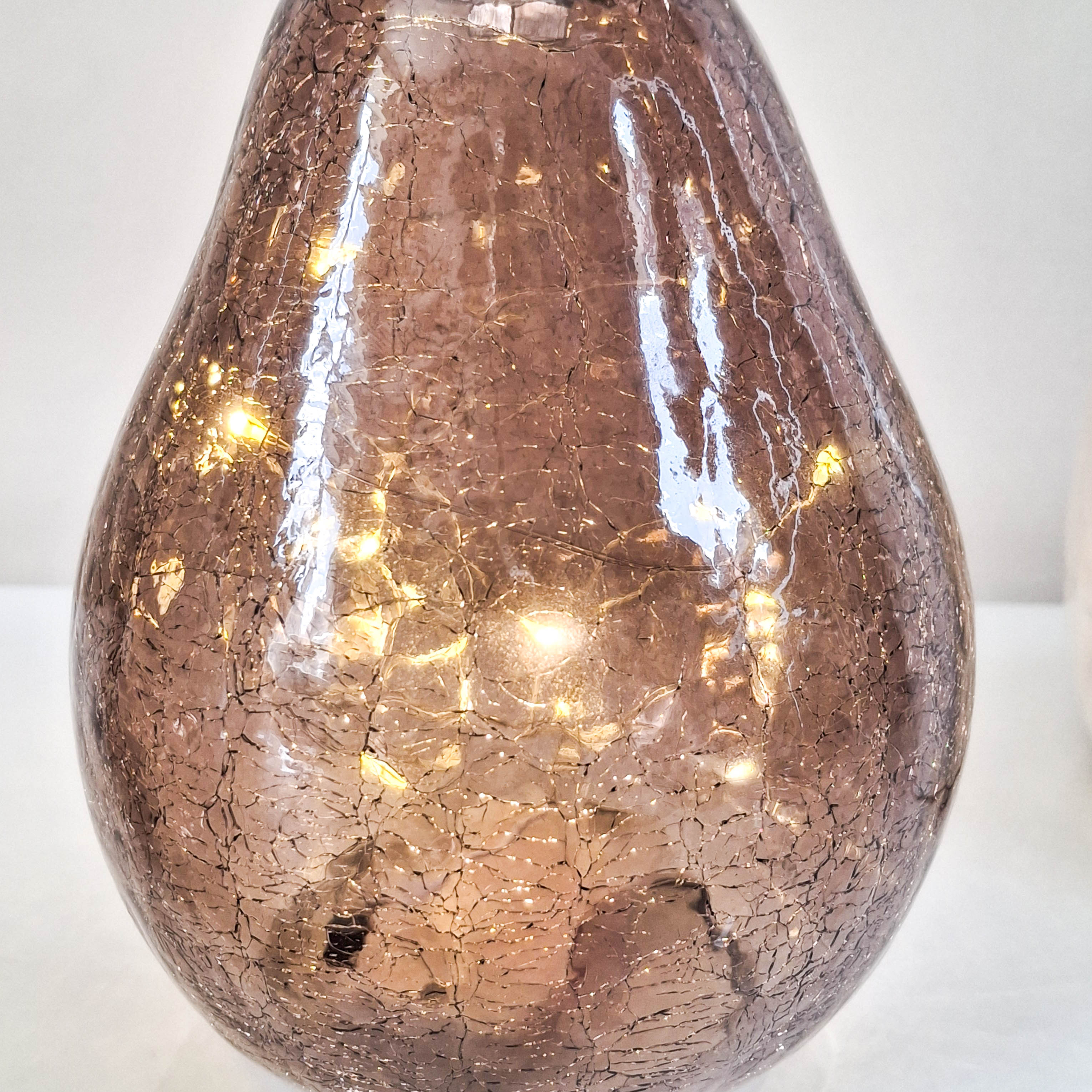 Bronze Crackled Glass LED Pear