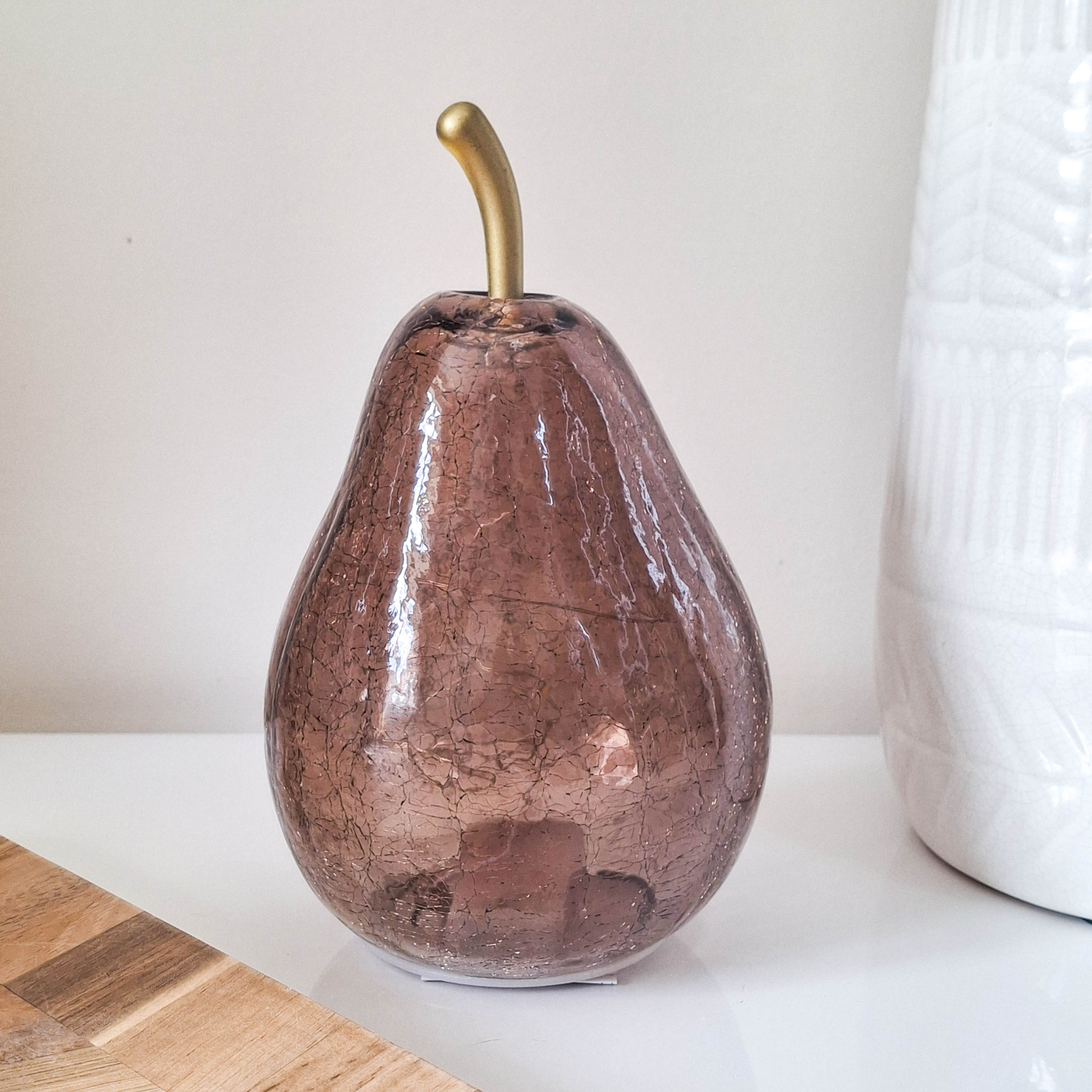 Bronze Crackled Glass LED Pear