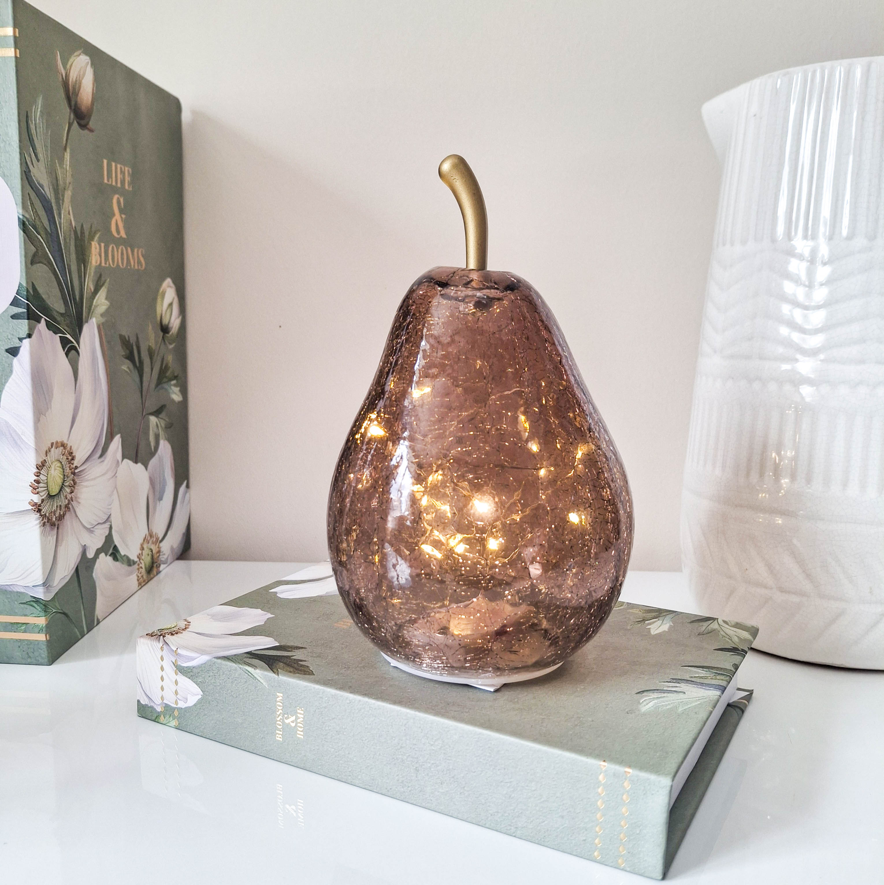 Bronze Crackled Glass LED Pear