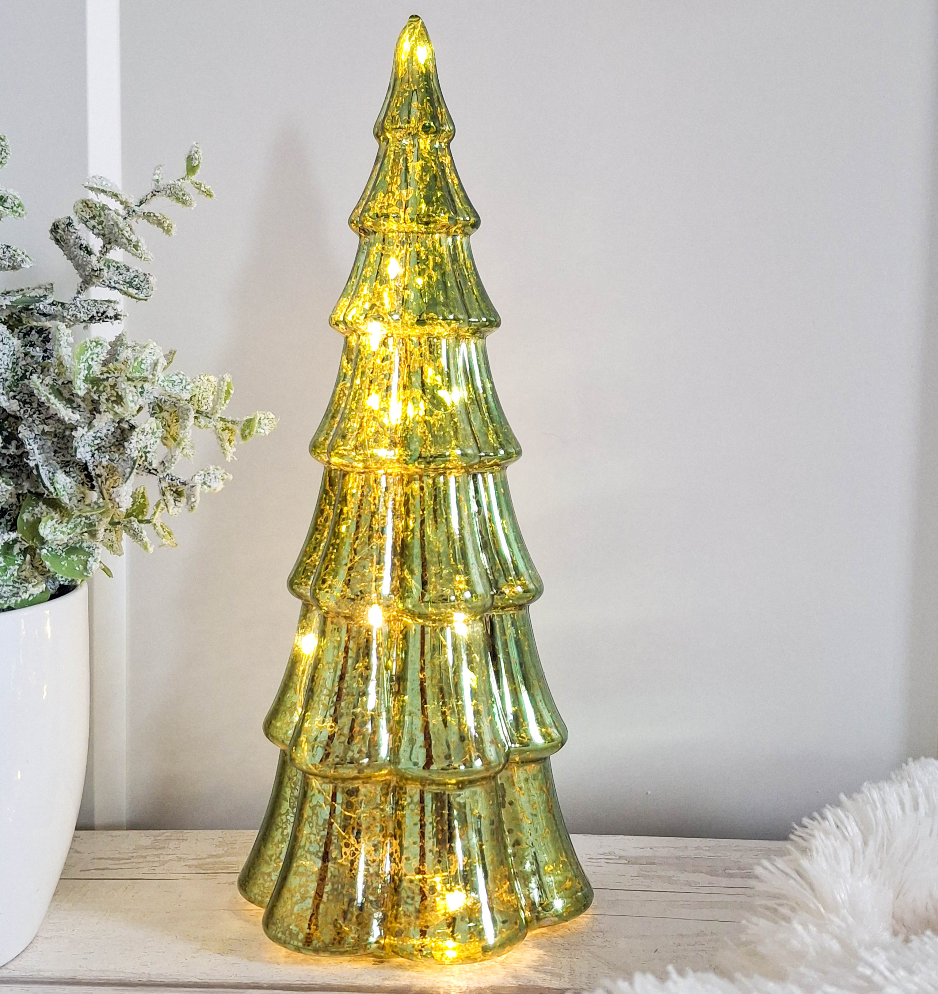 Vintage Style LED Green Glass Tree