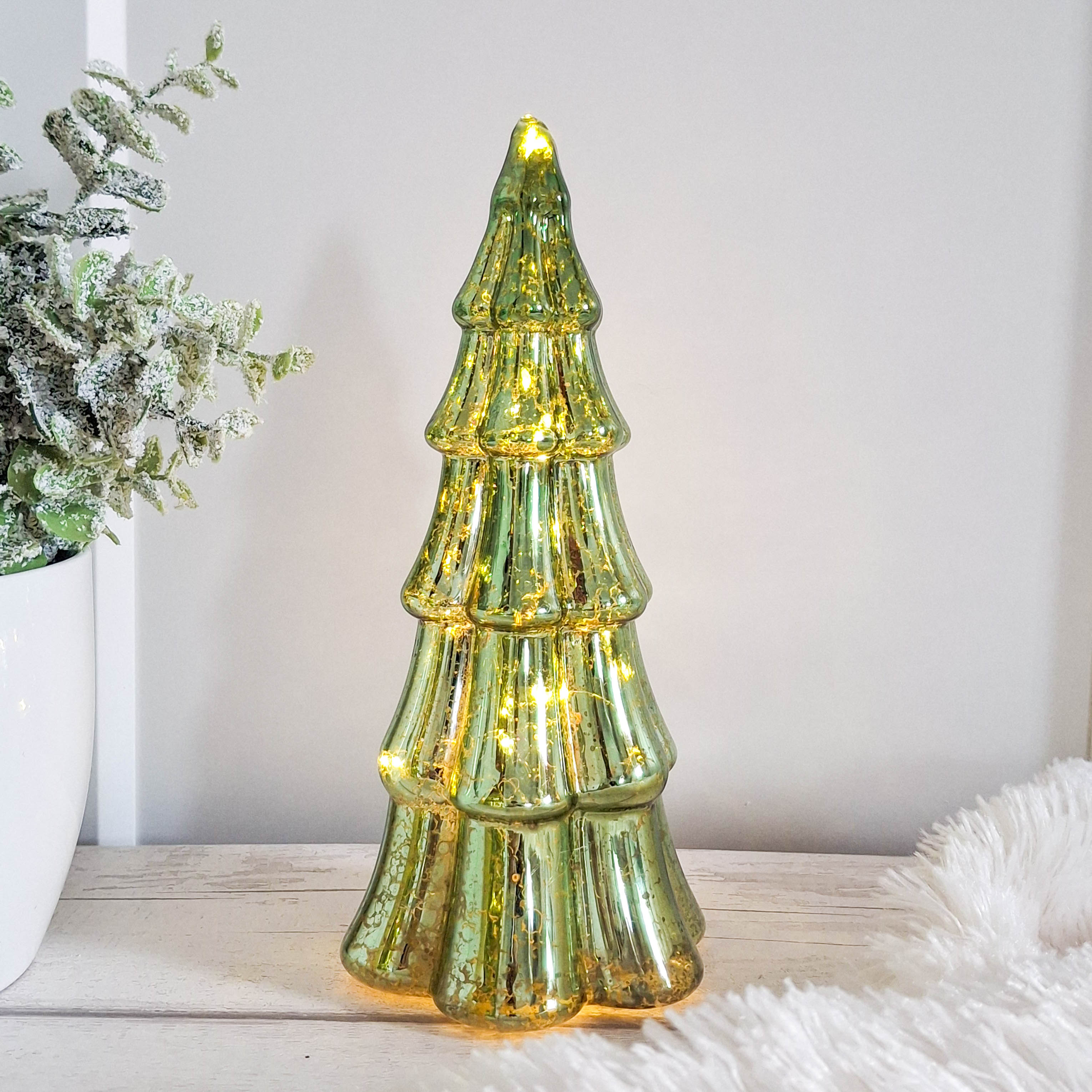 Vintage Style LED Green Glass Tree
