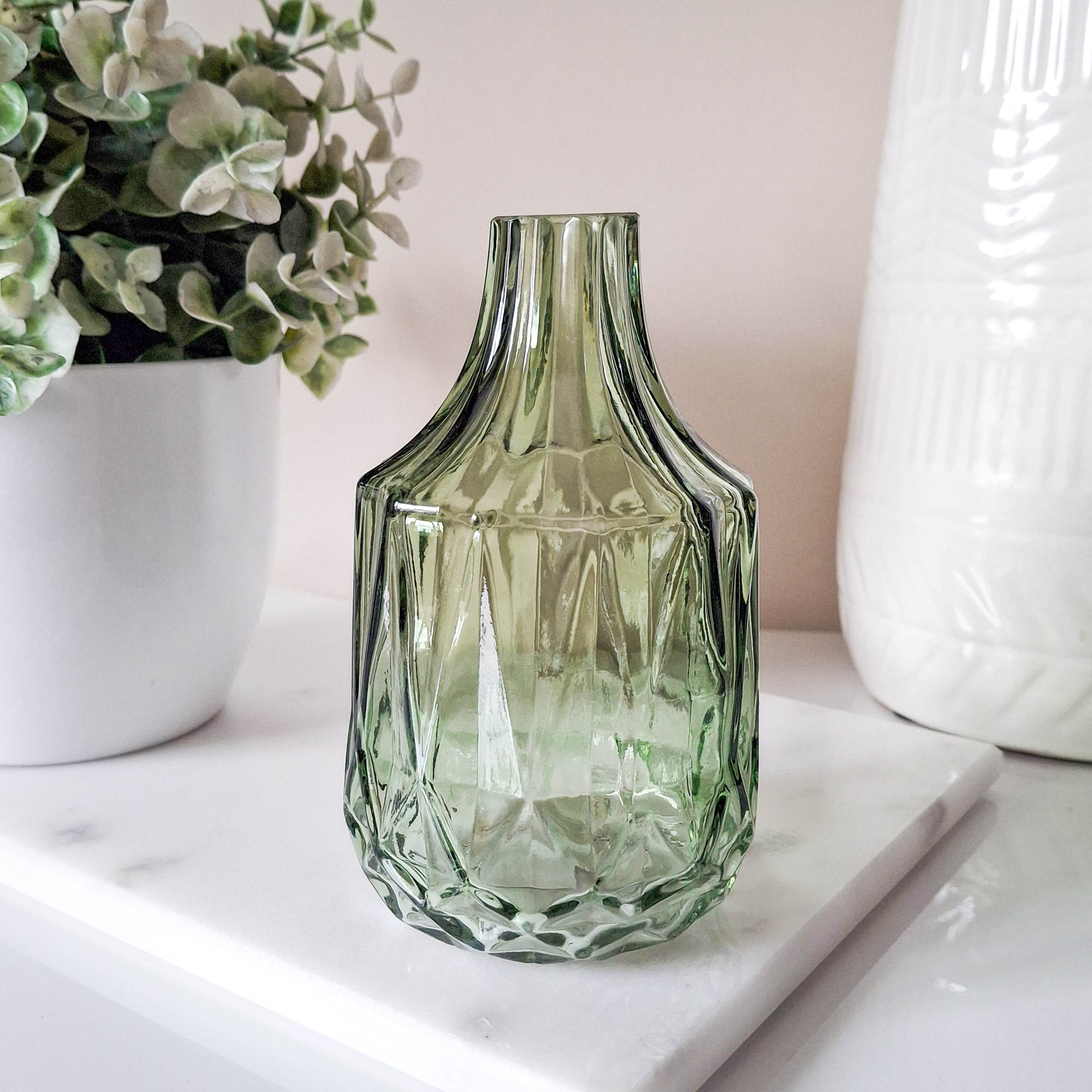 Vintage Green Glass Bottle Vase