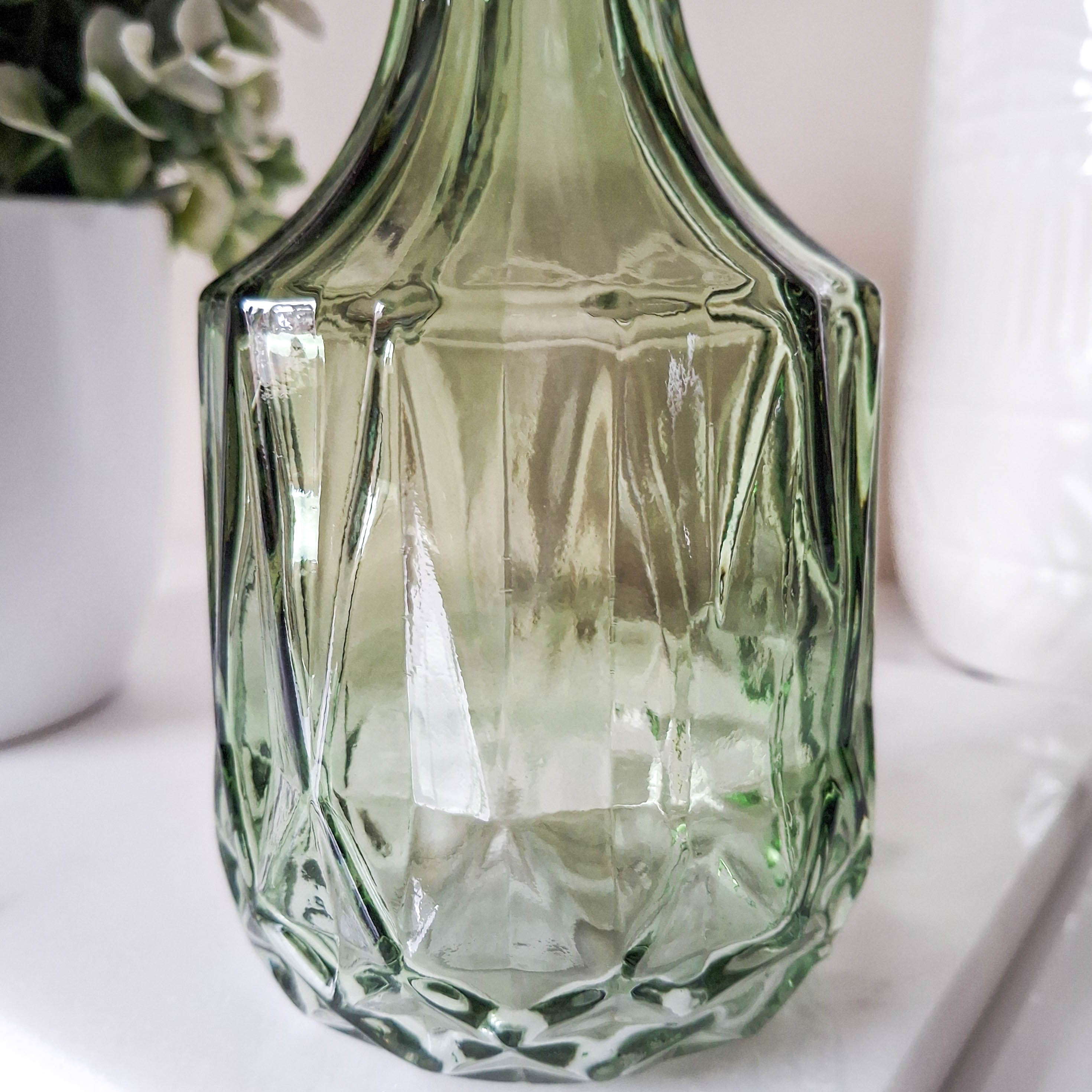 Vintage Green Glass Bottle Vase