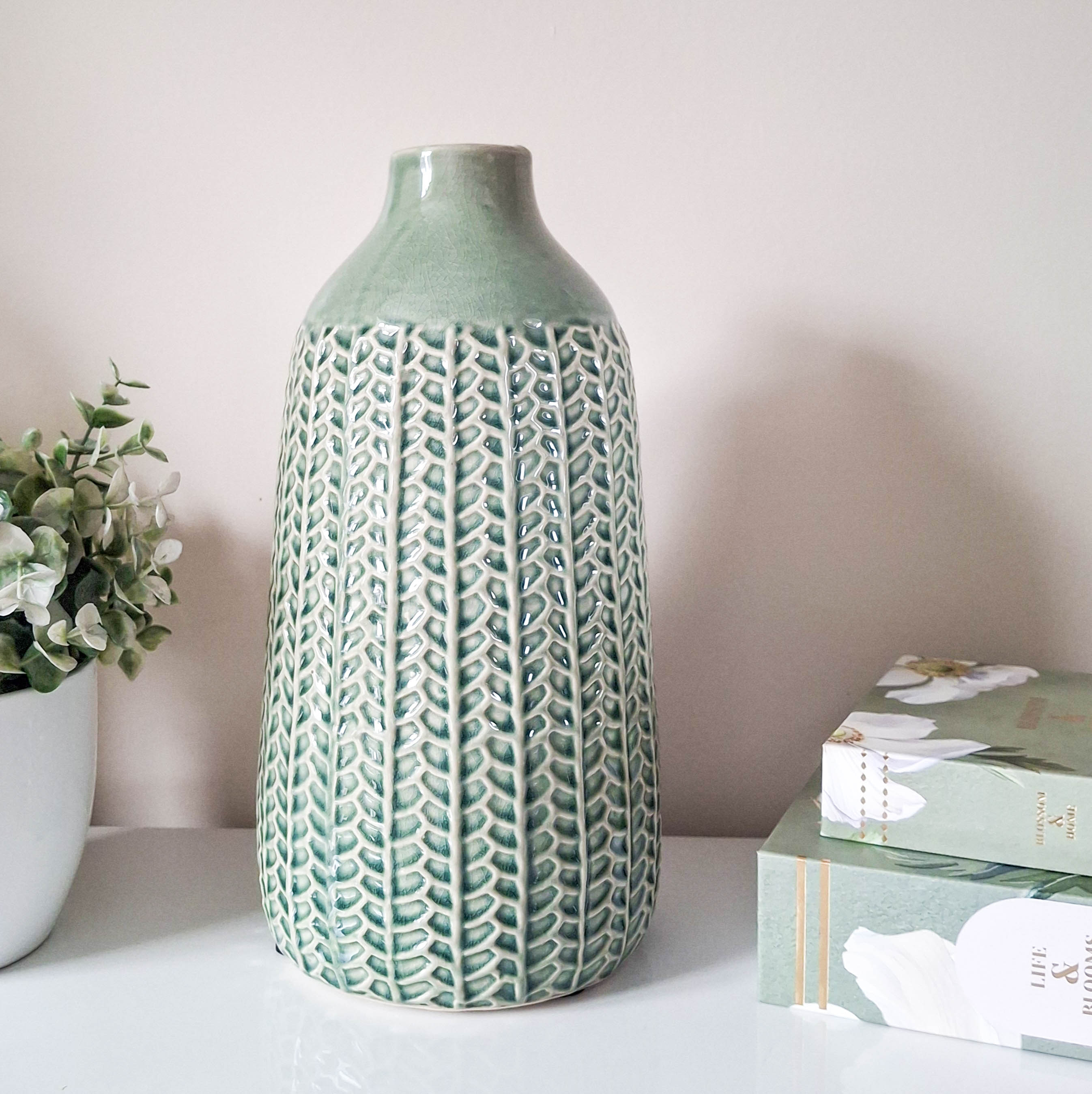 Green Textured Vase