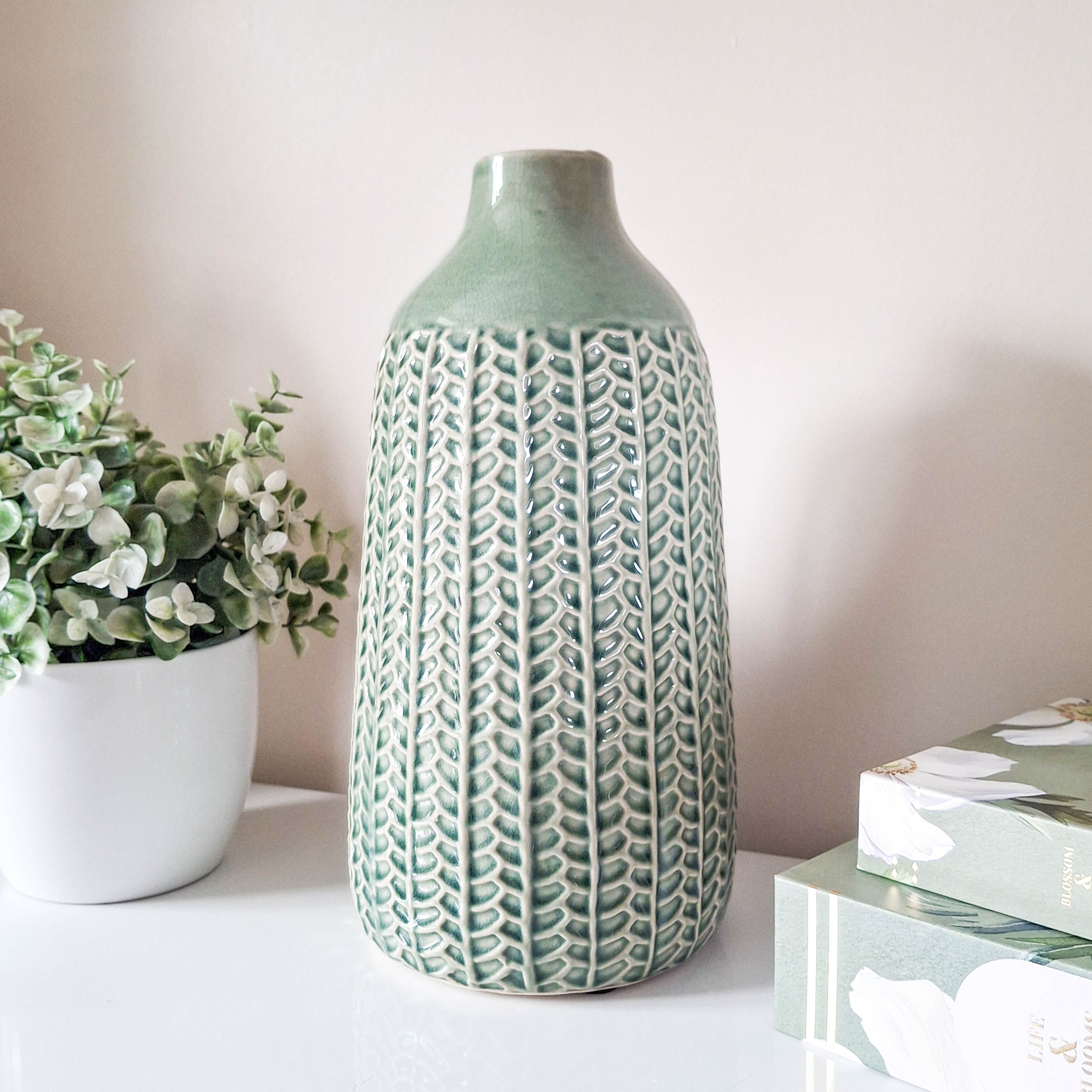 Green Textured Vase