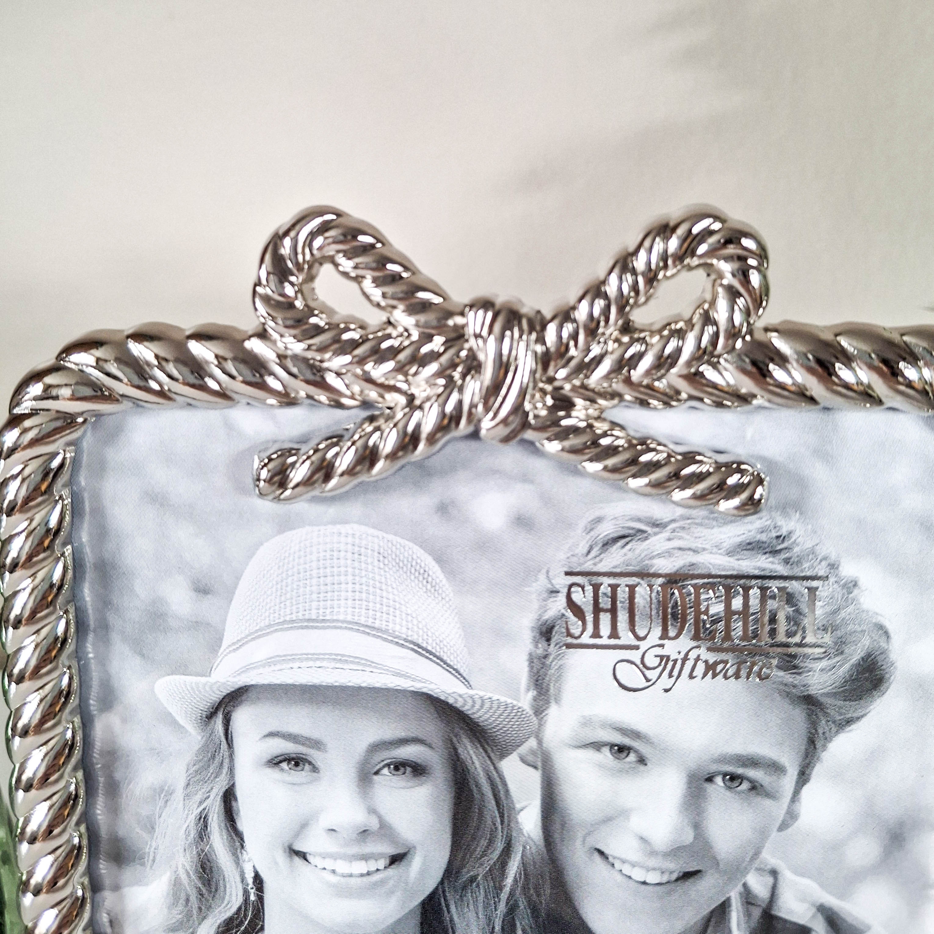 Silver Rope Bow Frame 6" x 4"