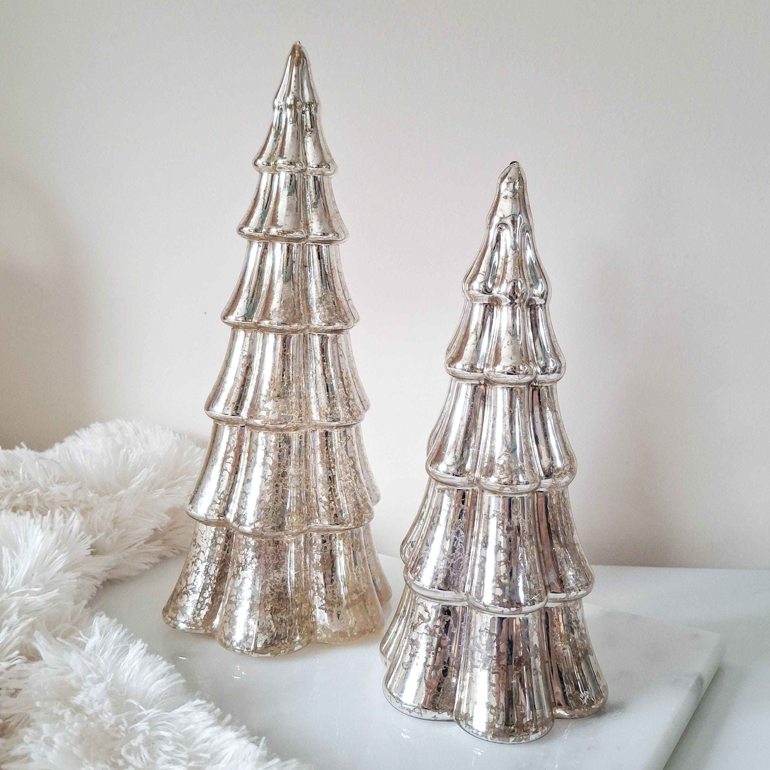 Antiqued Silver LED Glass Tree