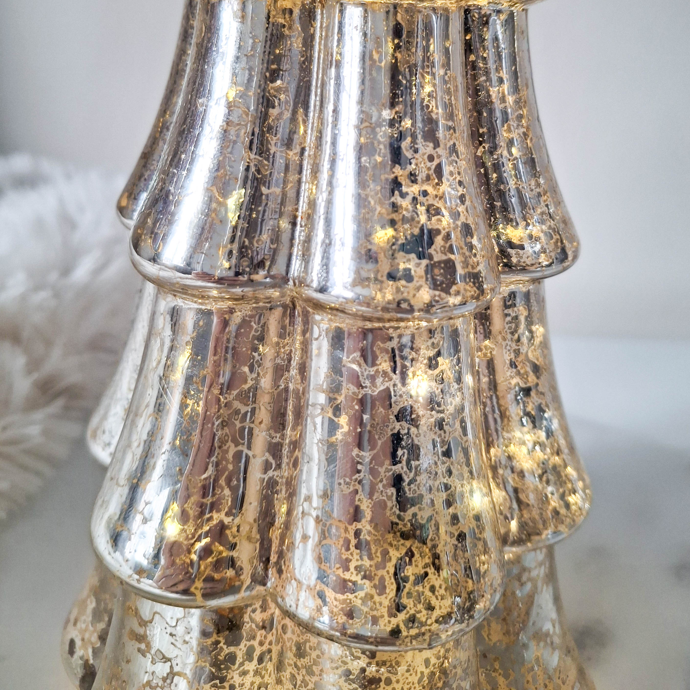 Antiqued Silver LED Glass Tree