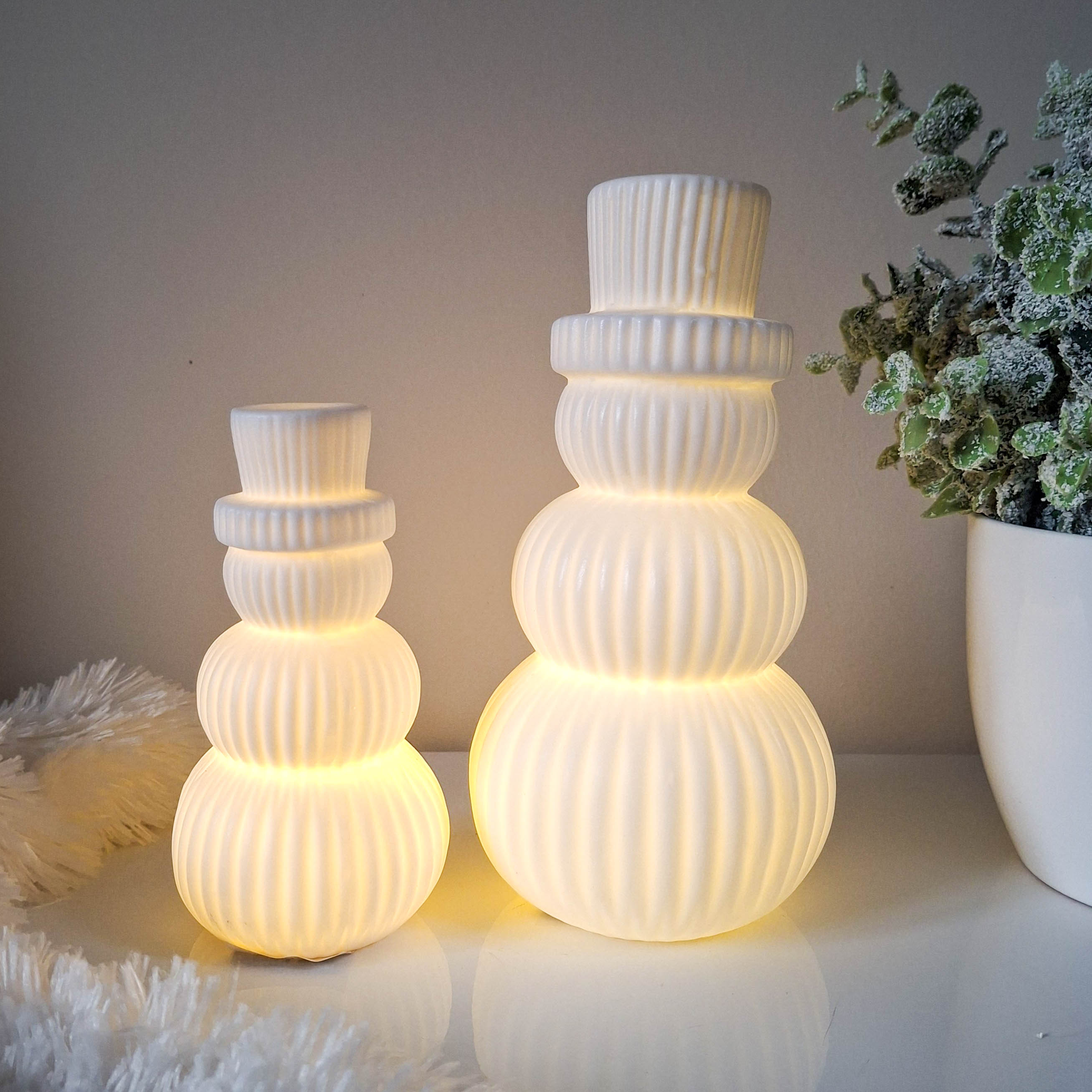 Matt White LED Snowman