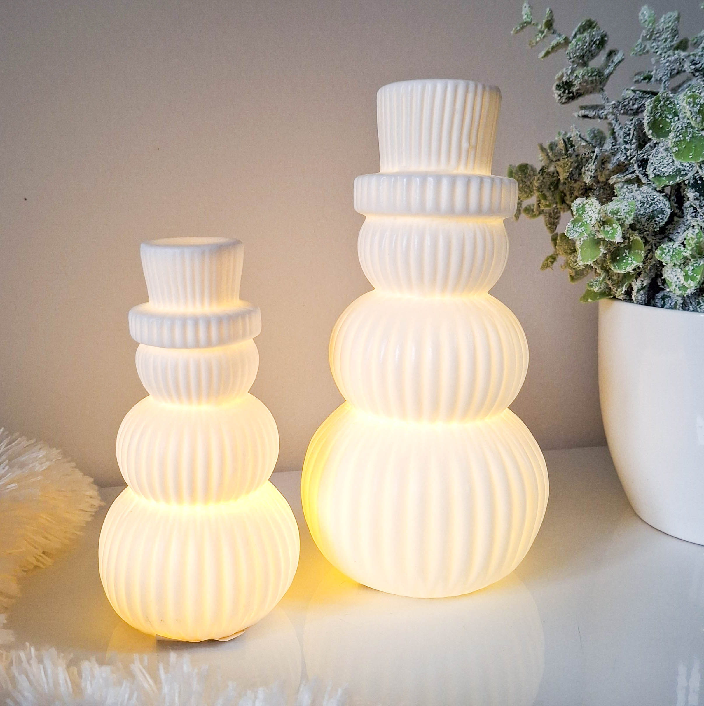 Matt White LED Snowman
