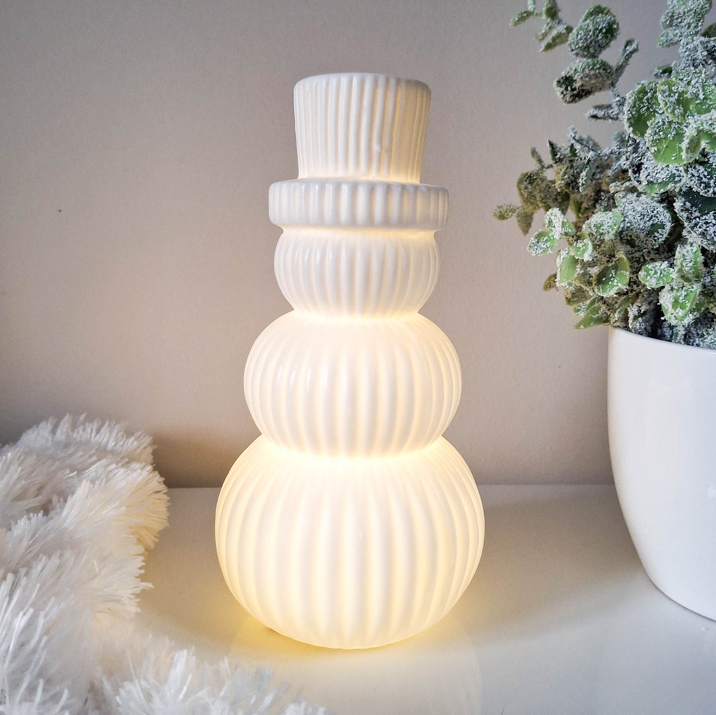 Matt White LED Snowman