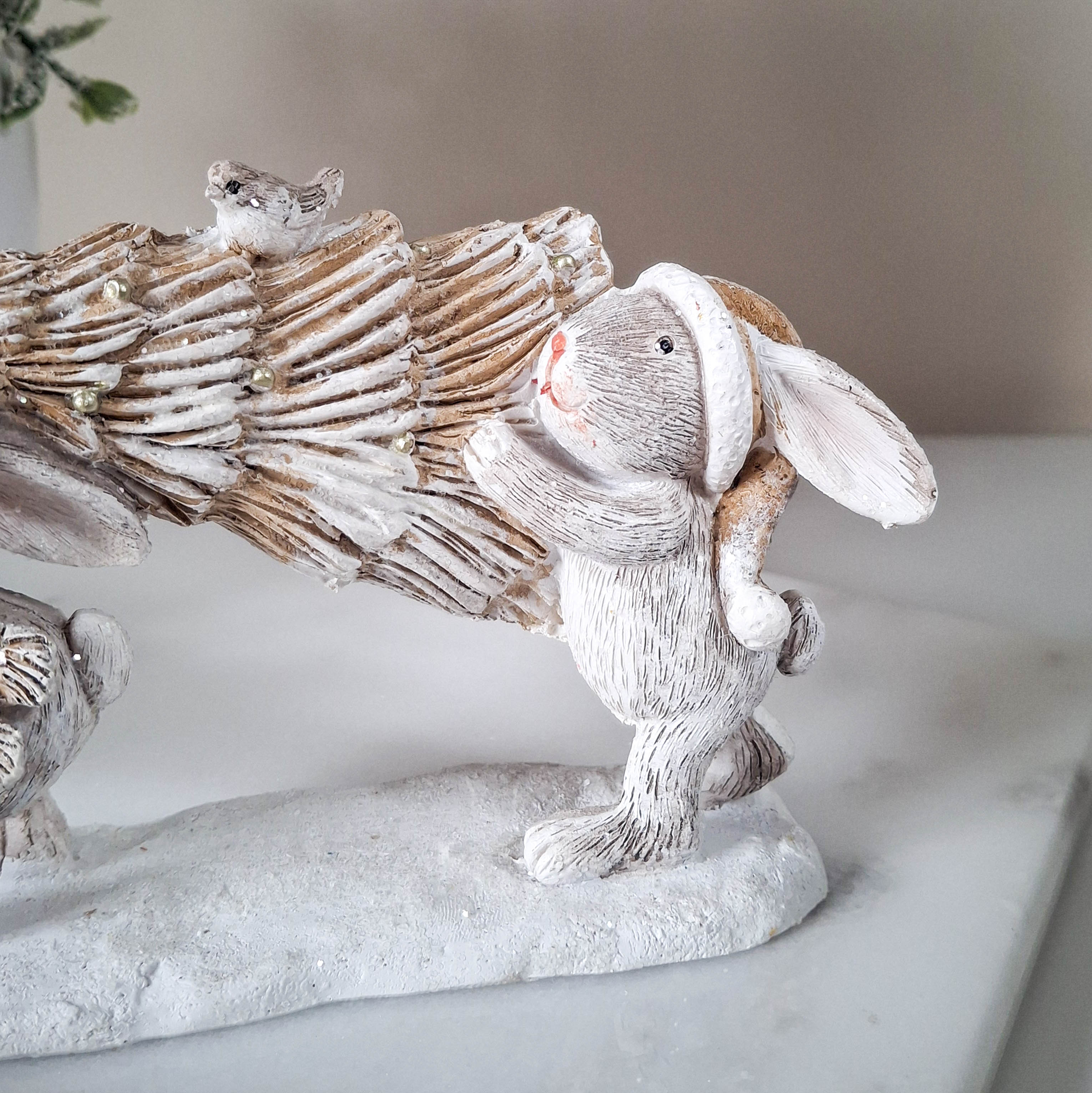 Christmas Bunnies with Tree Ornament
