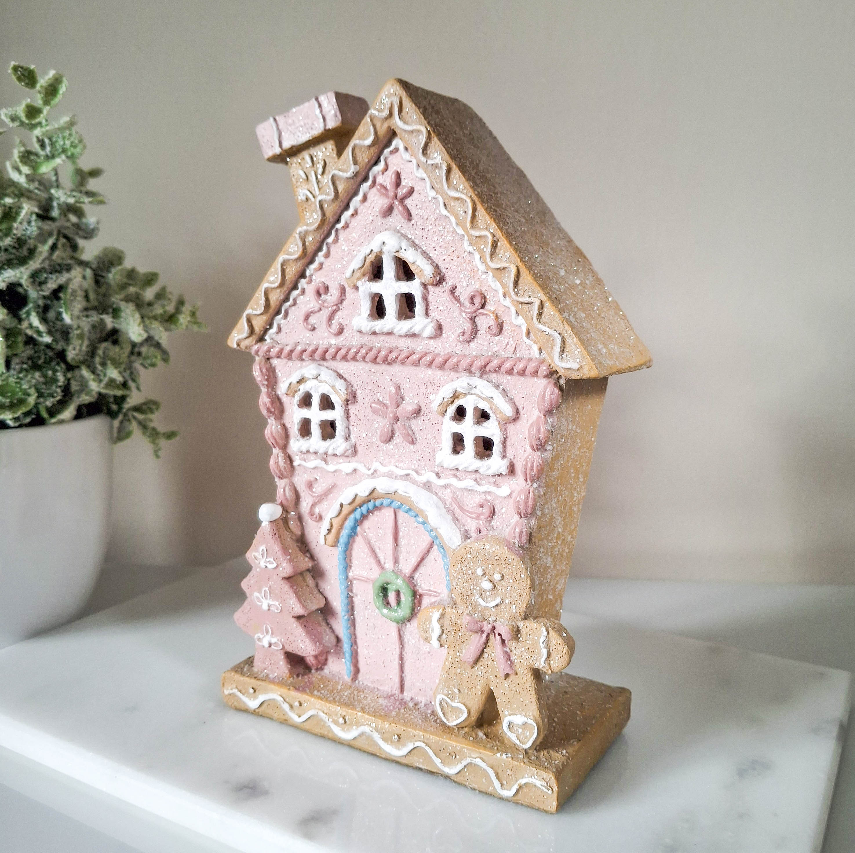 Pink Gingerbread LED House