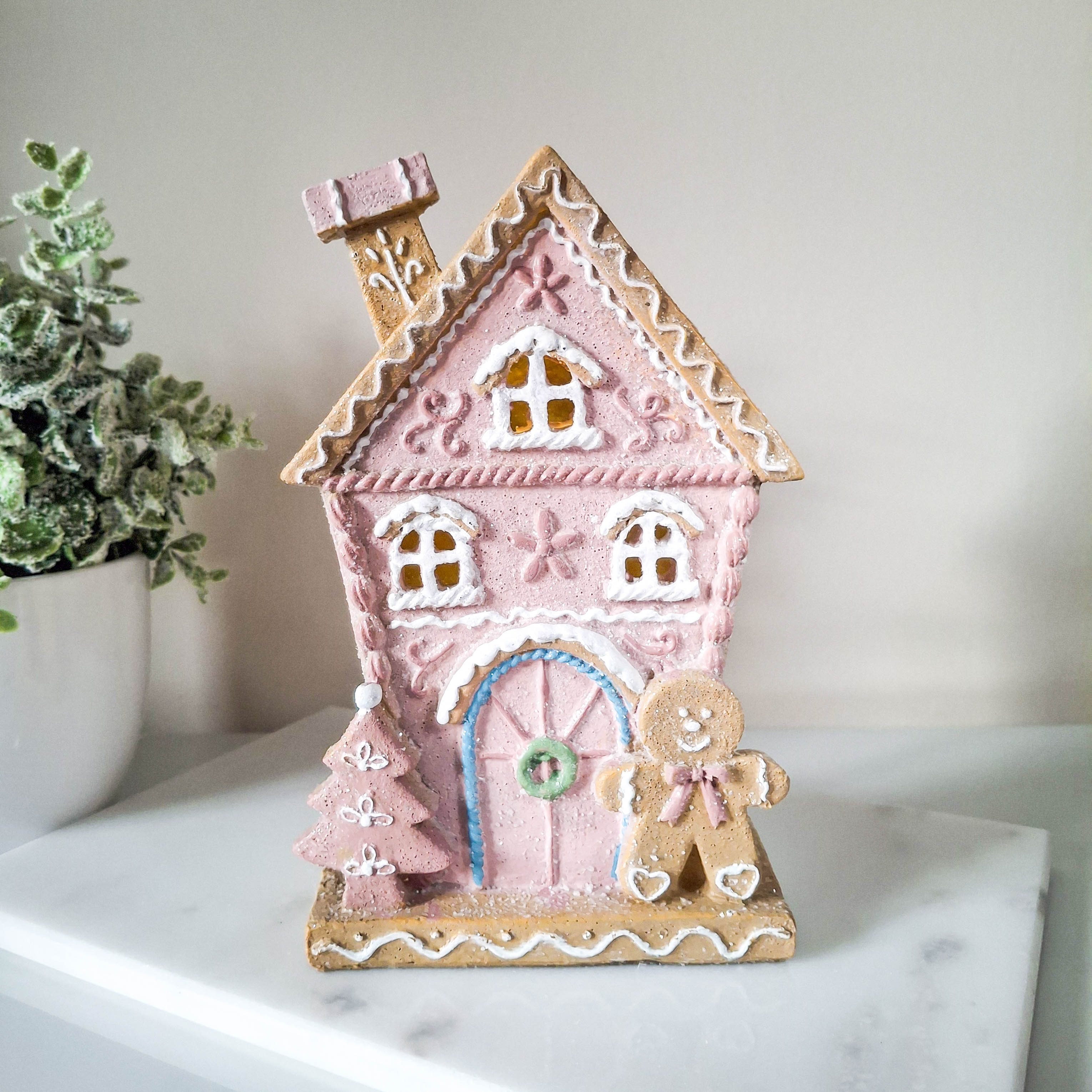 Pink Gingerbread LED House