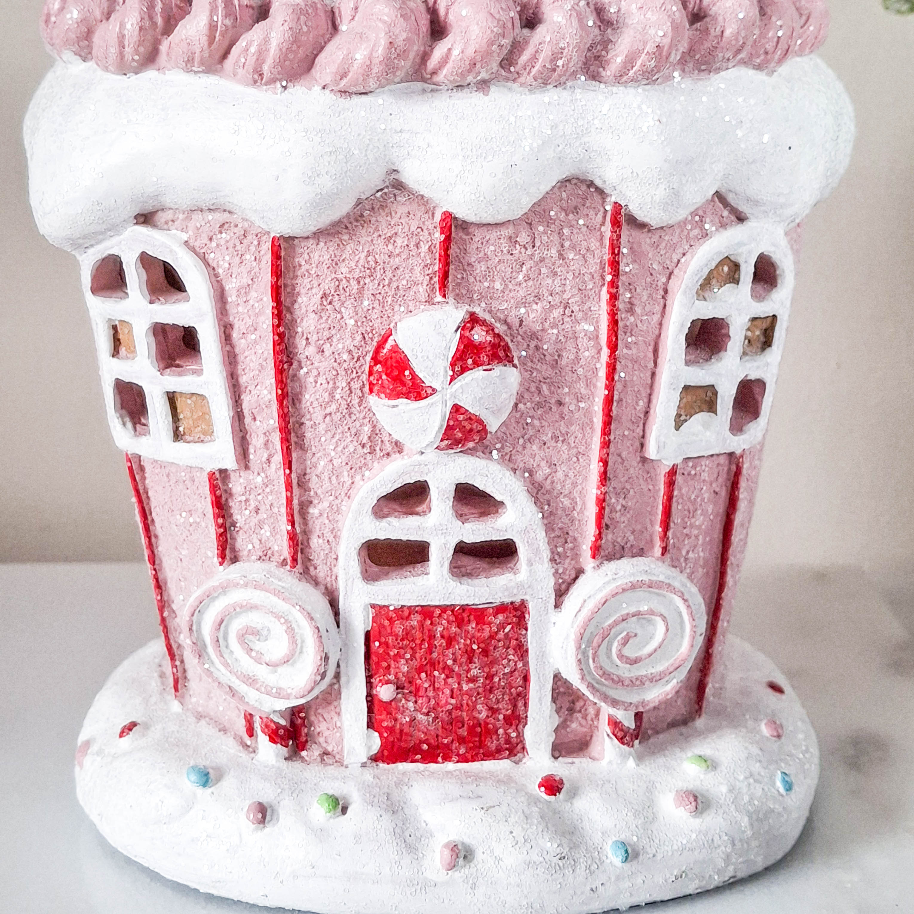 Pink Gingerbread Cupcake LED House