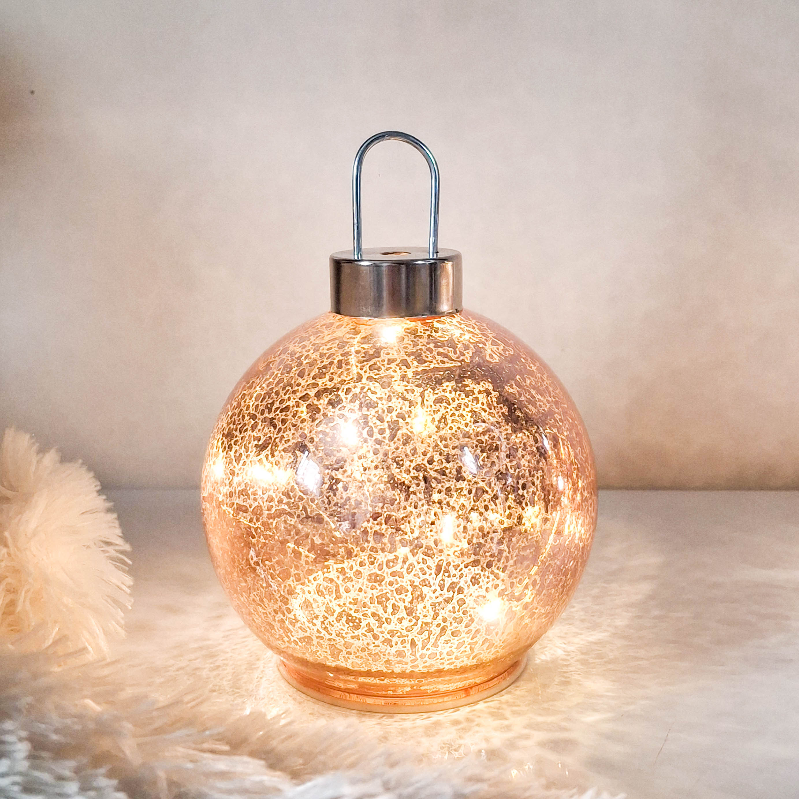 Pink Mercury Glass LED Bauble