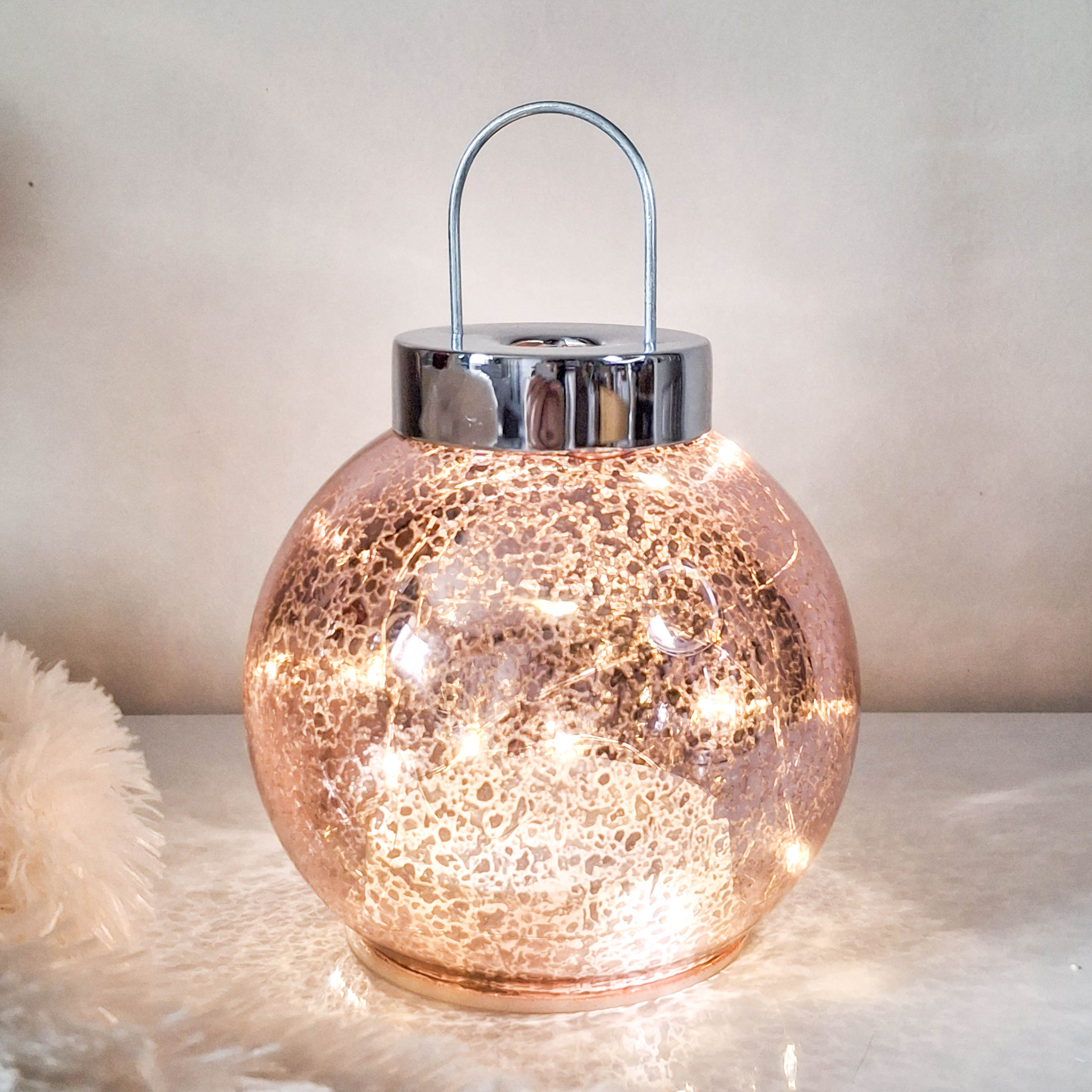 Pink Mercury Glass LED Bauble