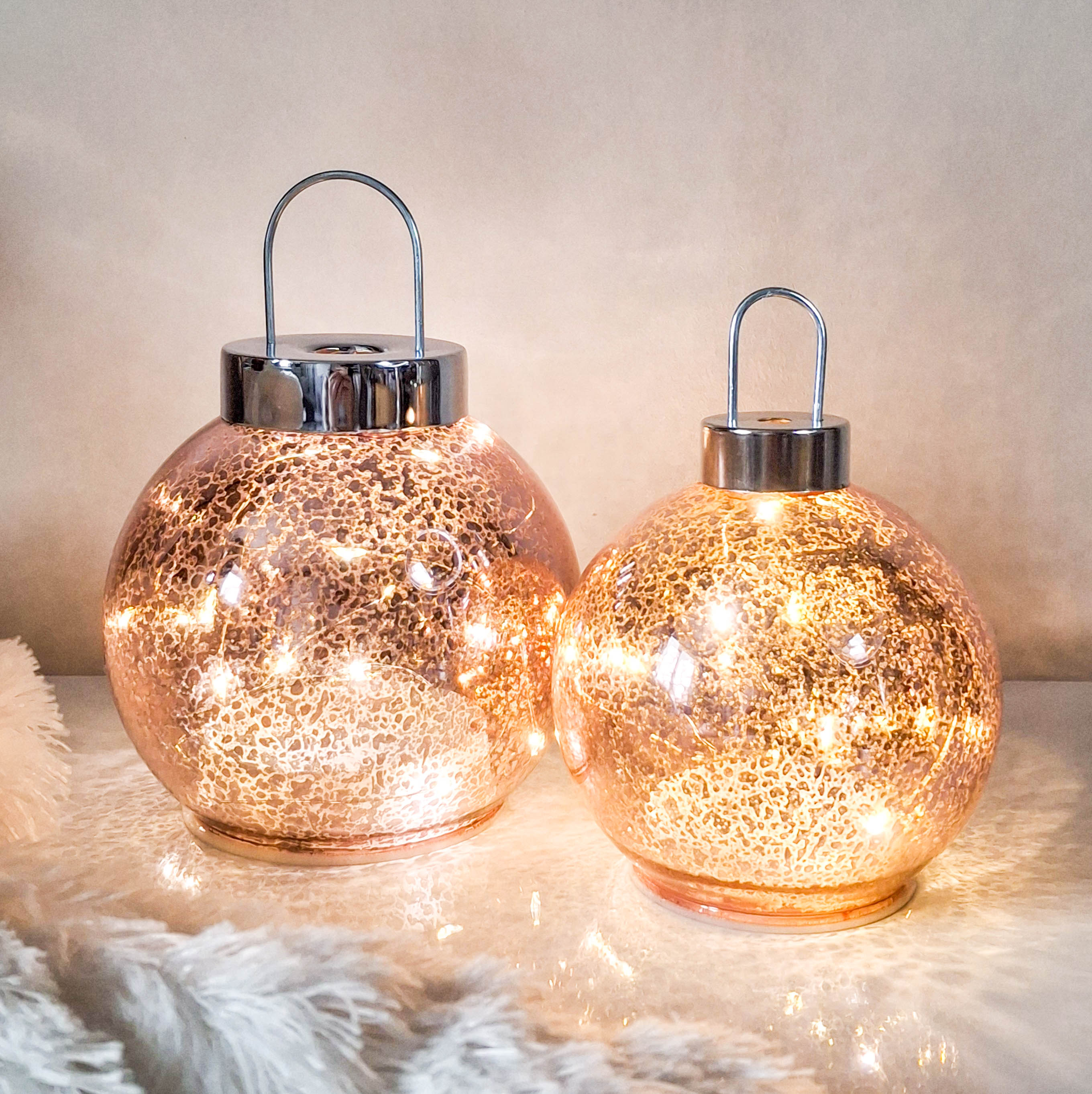 Pink Mercury Glass LED Bauble