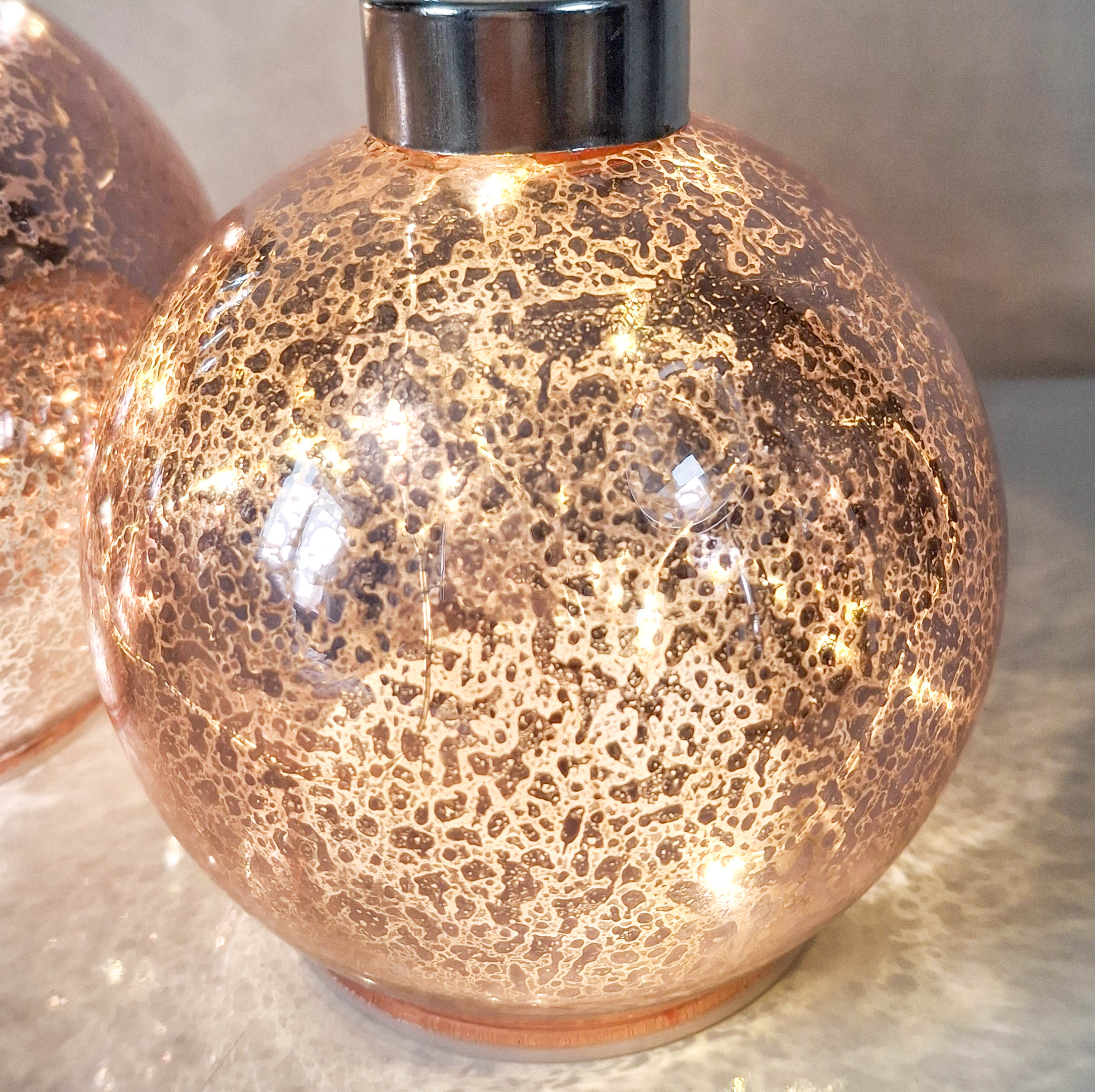 Pink Mercury Glass LED Bauble